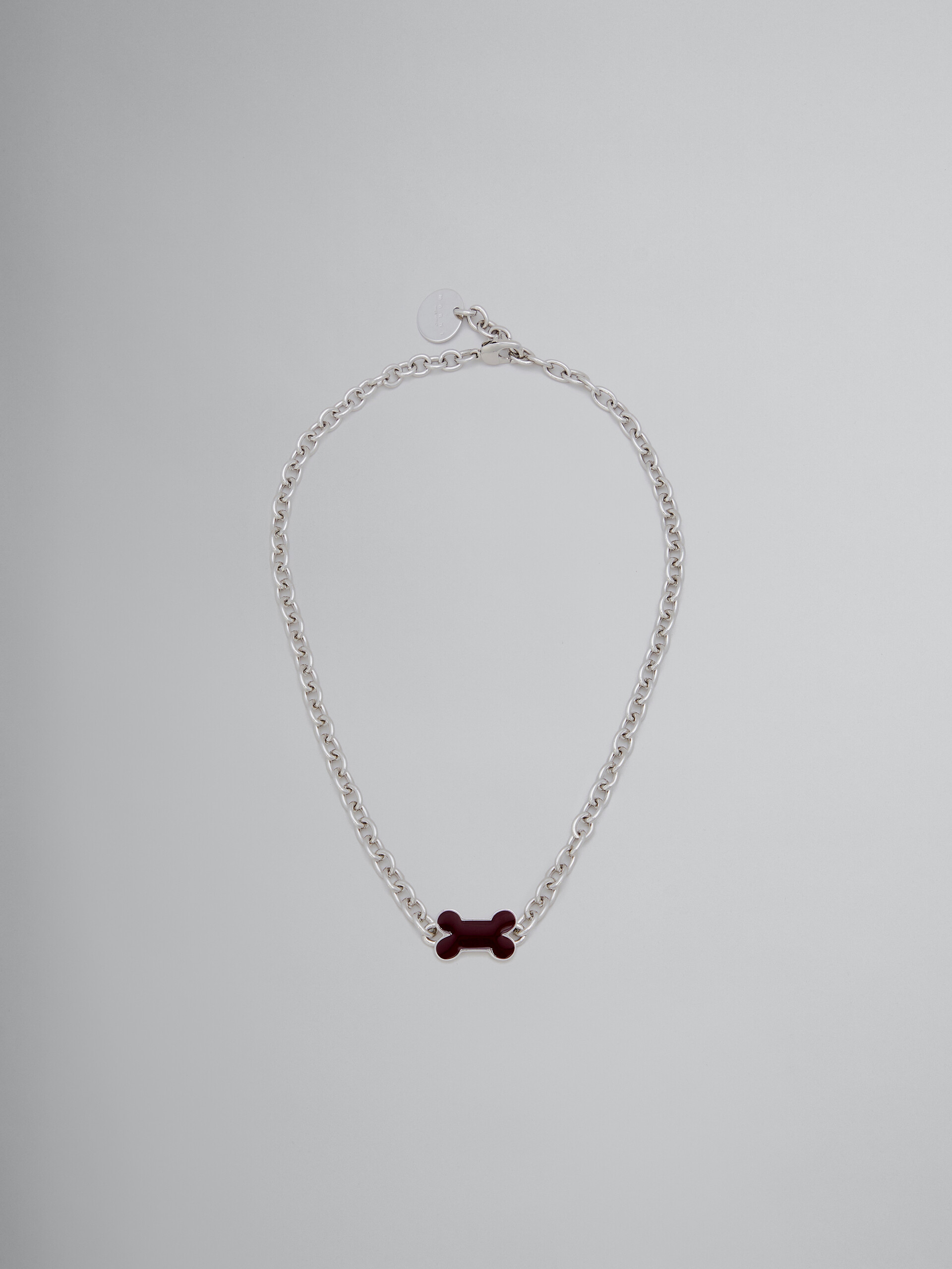 Chain necklace with red enamelled bone - Necklaces - Image 1
