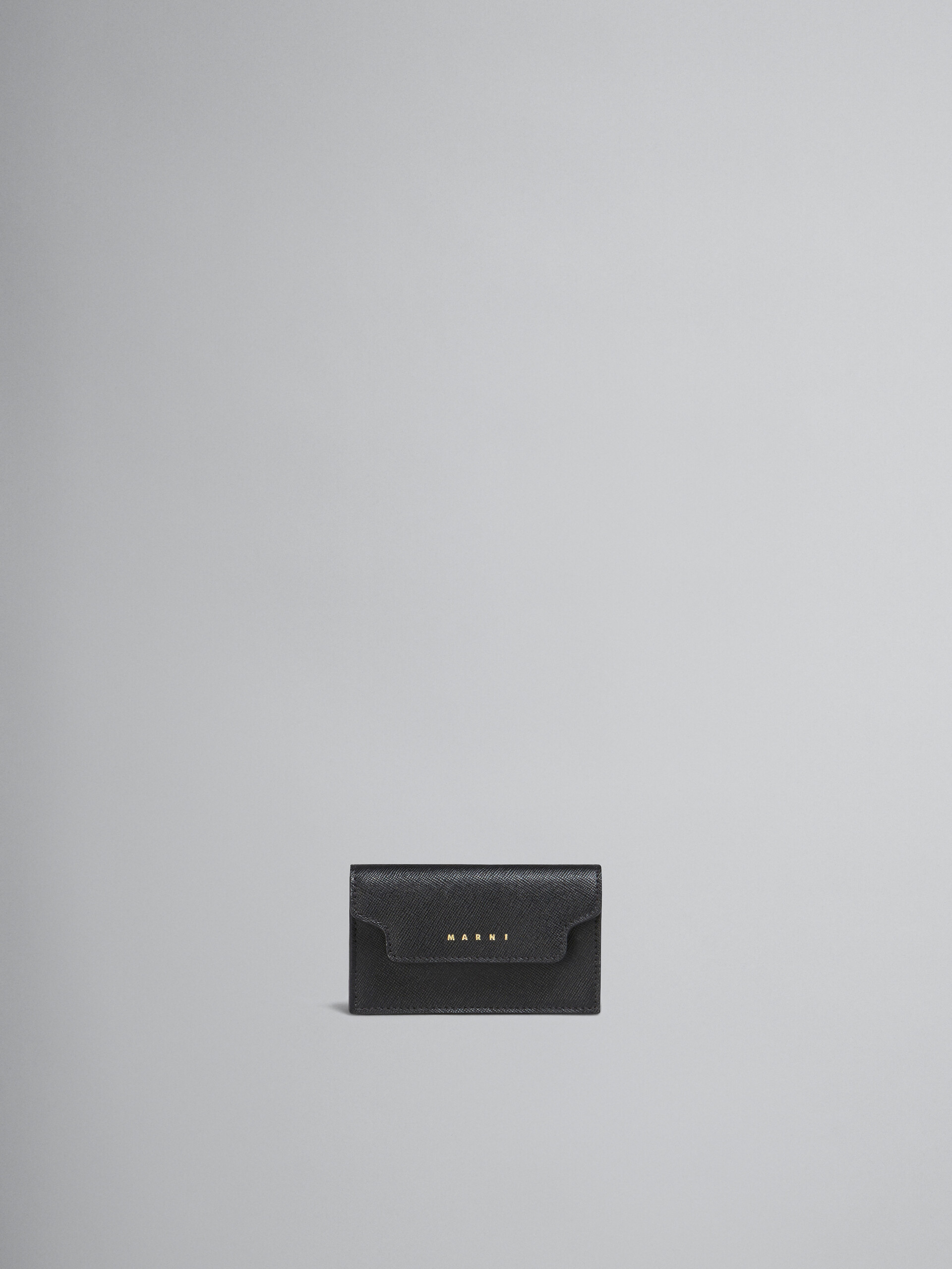 Portabiglietti da visita in pelle saffiano nera - Portafogli - Image 1