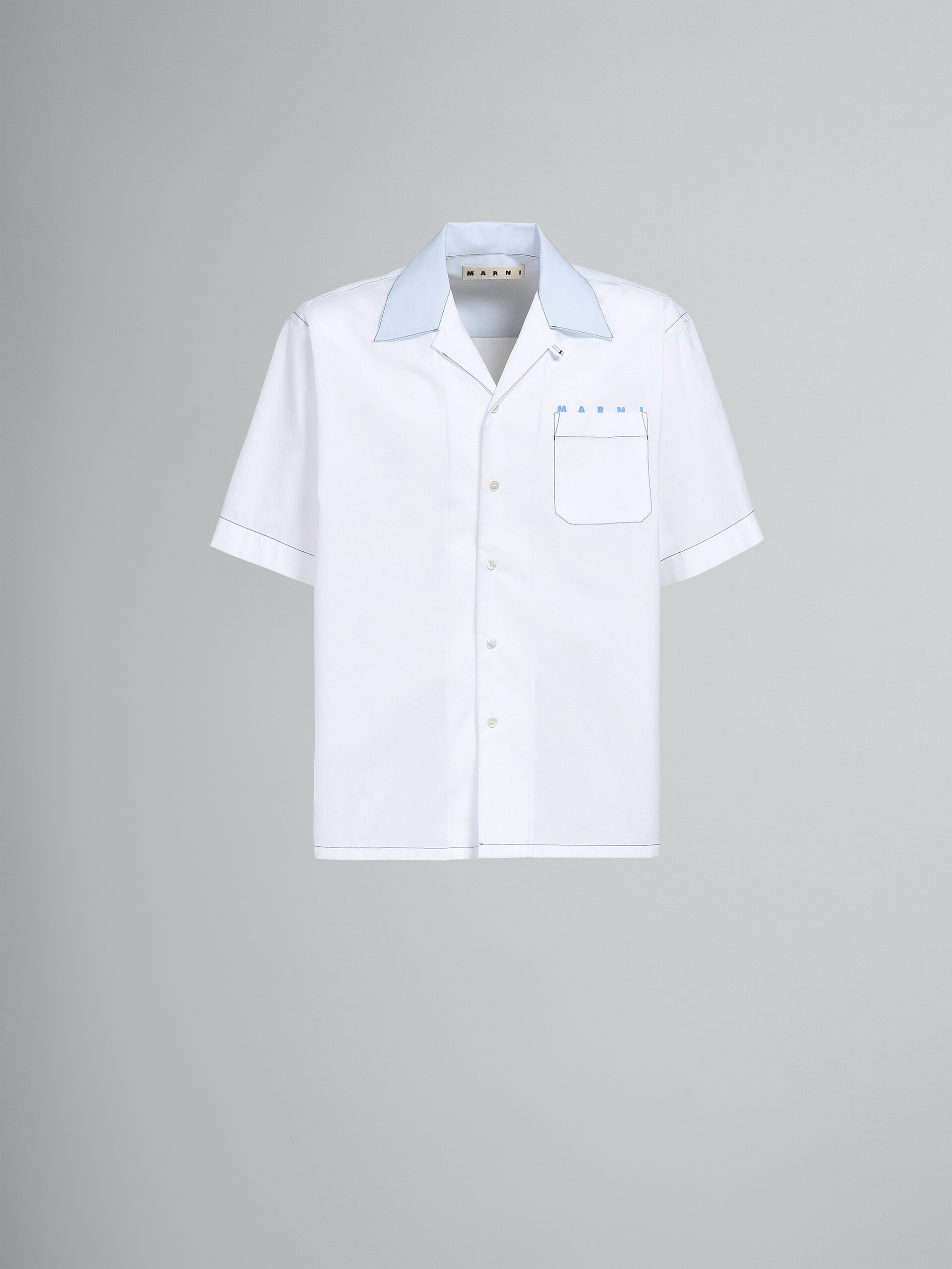 Weißes Bowlinghemd aus Popeline mit Logoprint - Hemden - Image 1