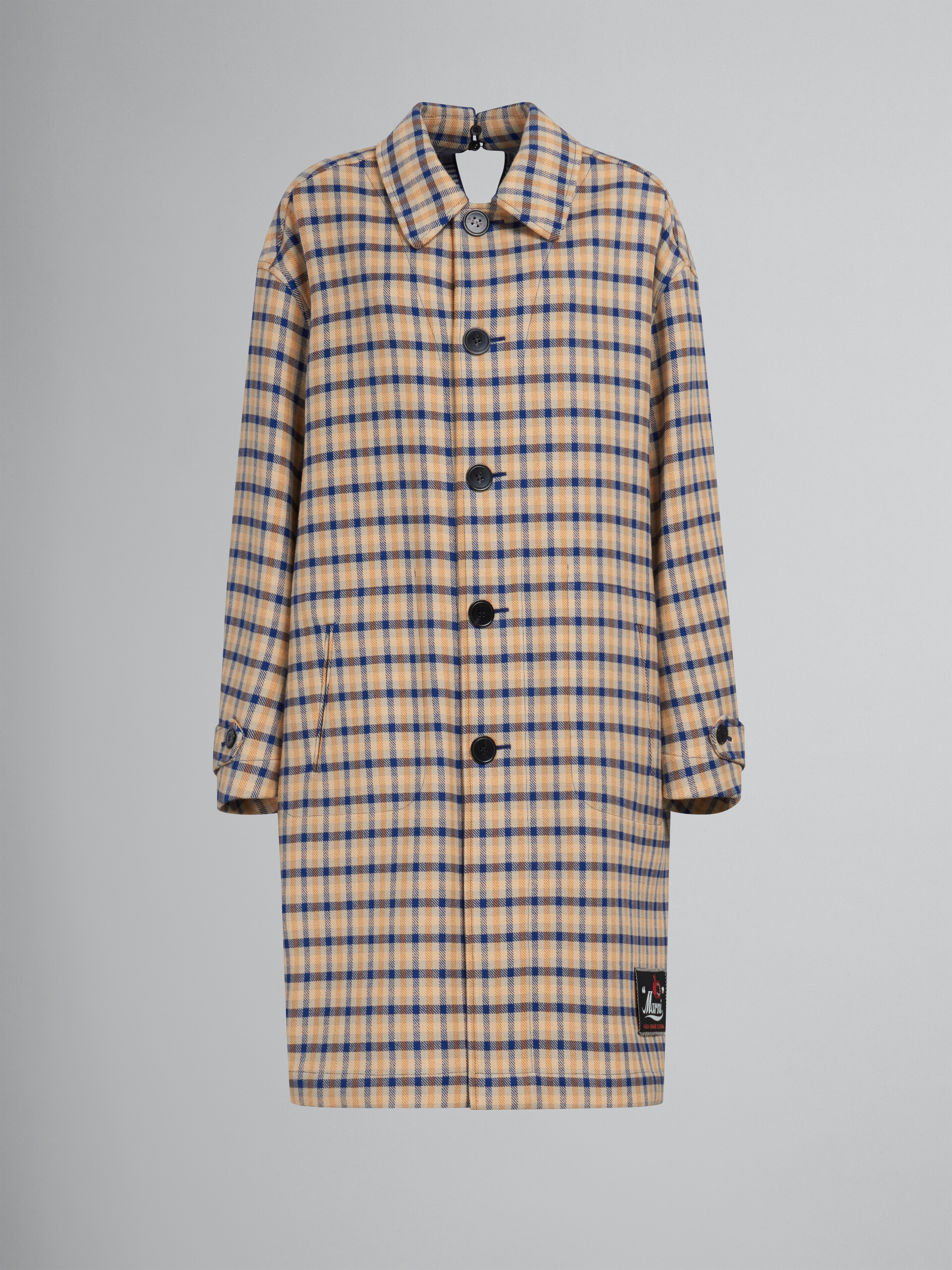 Abrigo reversible de lana azul y amarilla a cuadros - Abrigos - Image 1