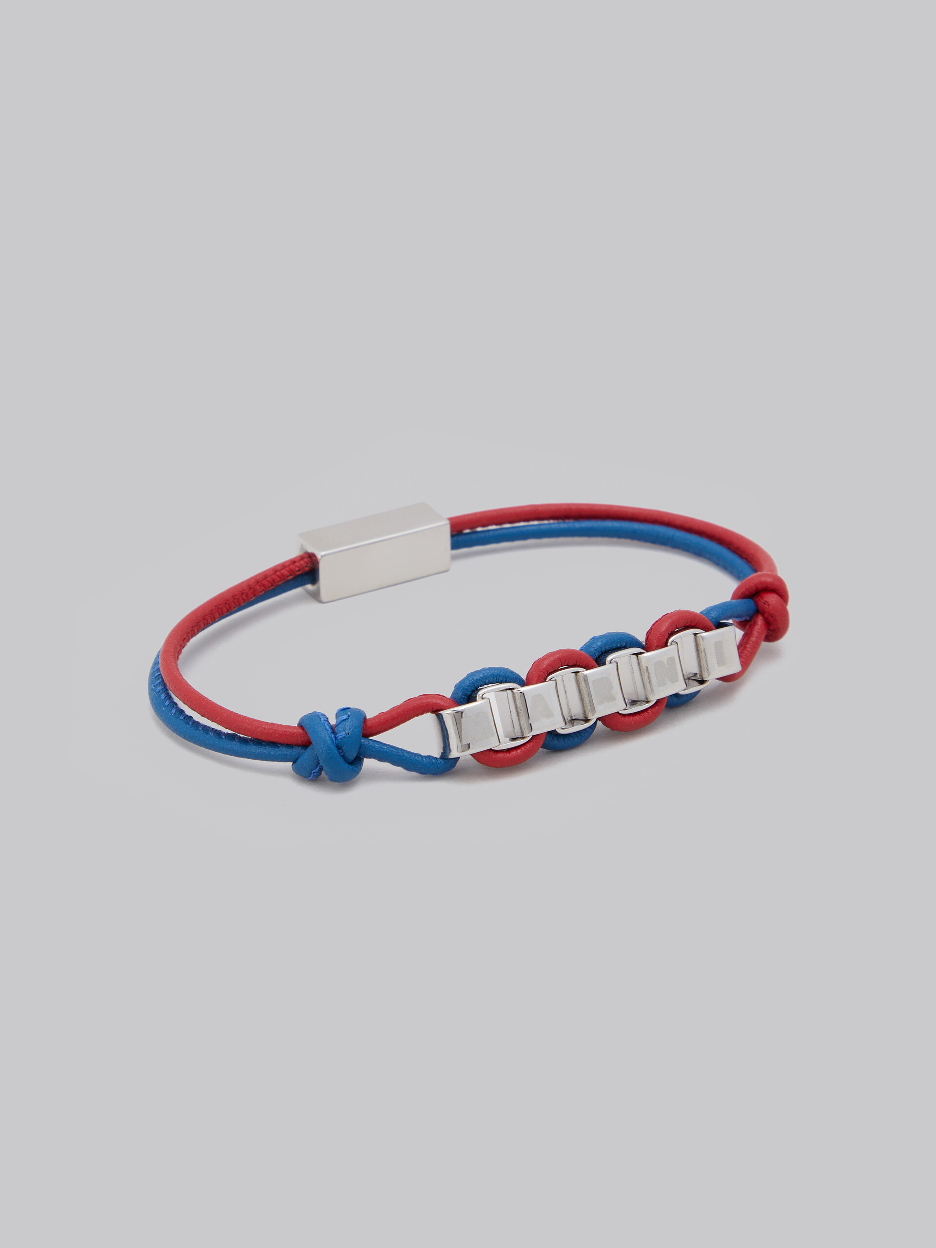 Bracciale in pelle rossa e blu con logo Marni - Braccialetto - Image 4