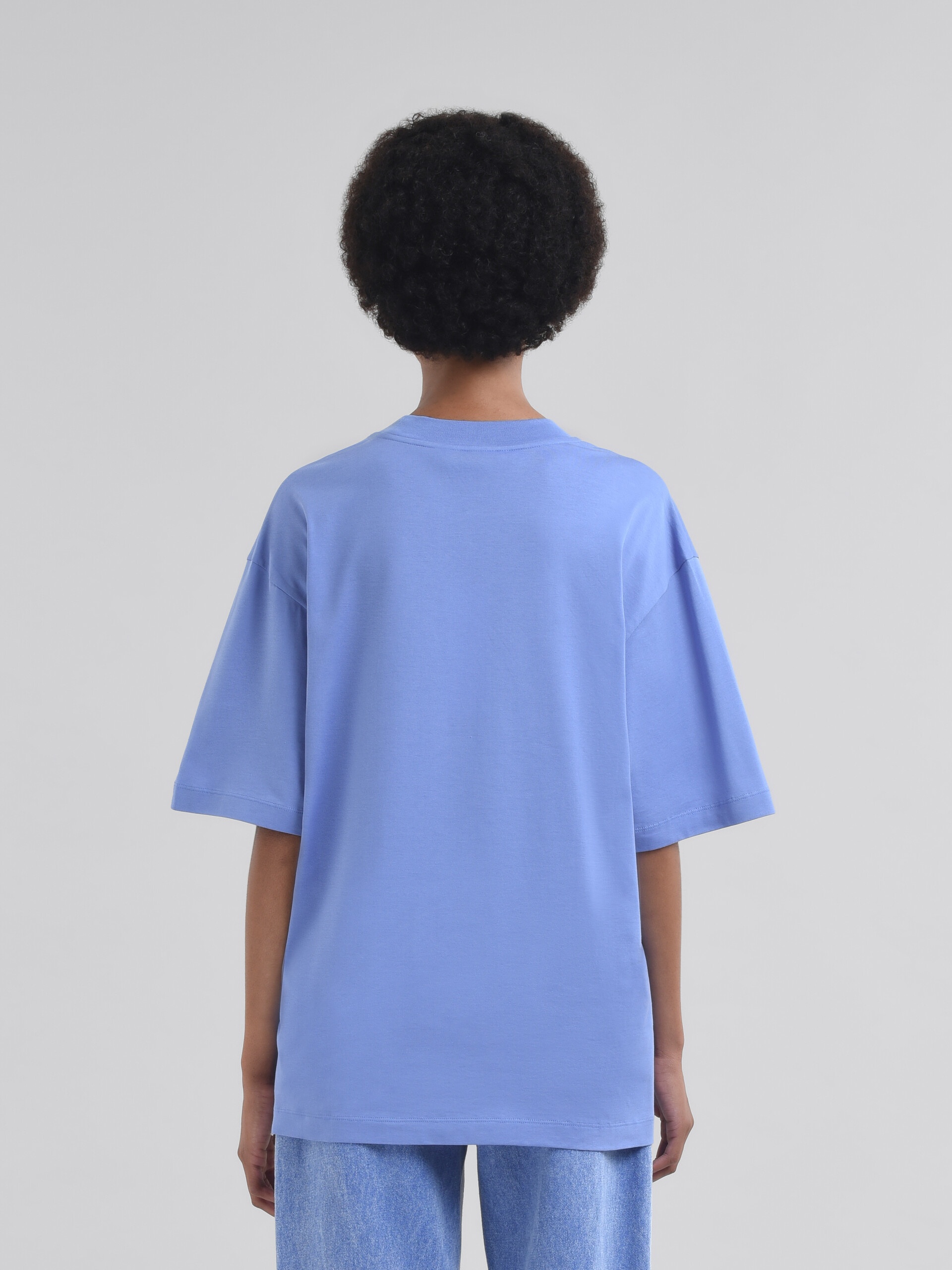 Light blue jersey cotton T-shirt with Marni Scribbled logo - T-shirts - Image 3