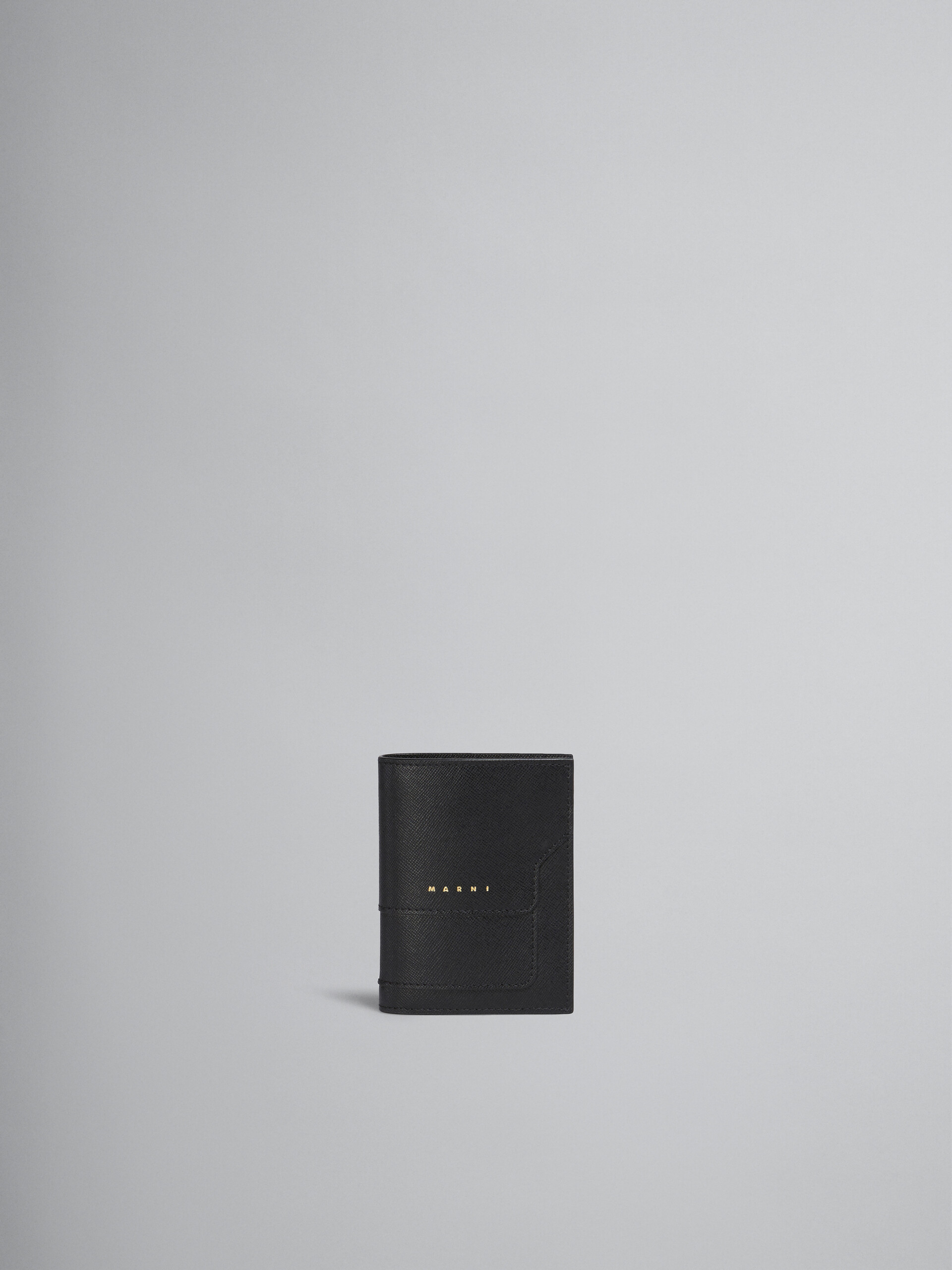 Zweifache Faltbrieftasche aus schwarzem Saffiano-Leder - Brieftaschen - Image 1