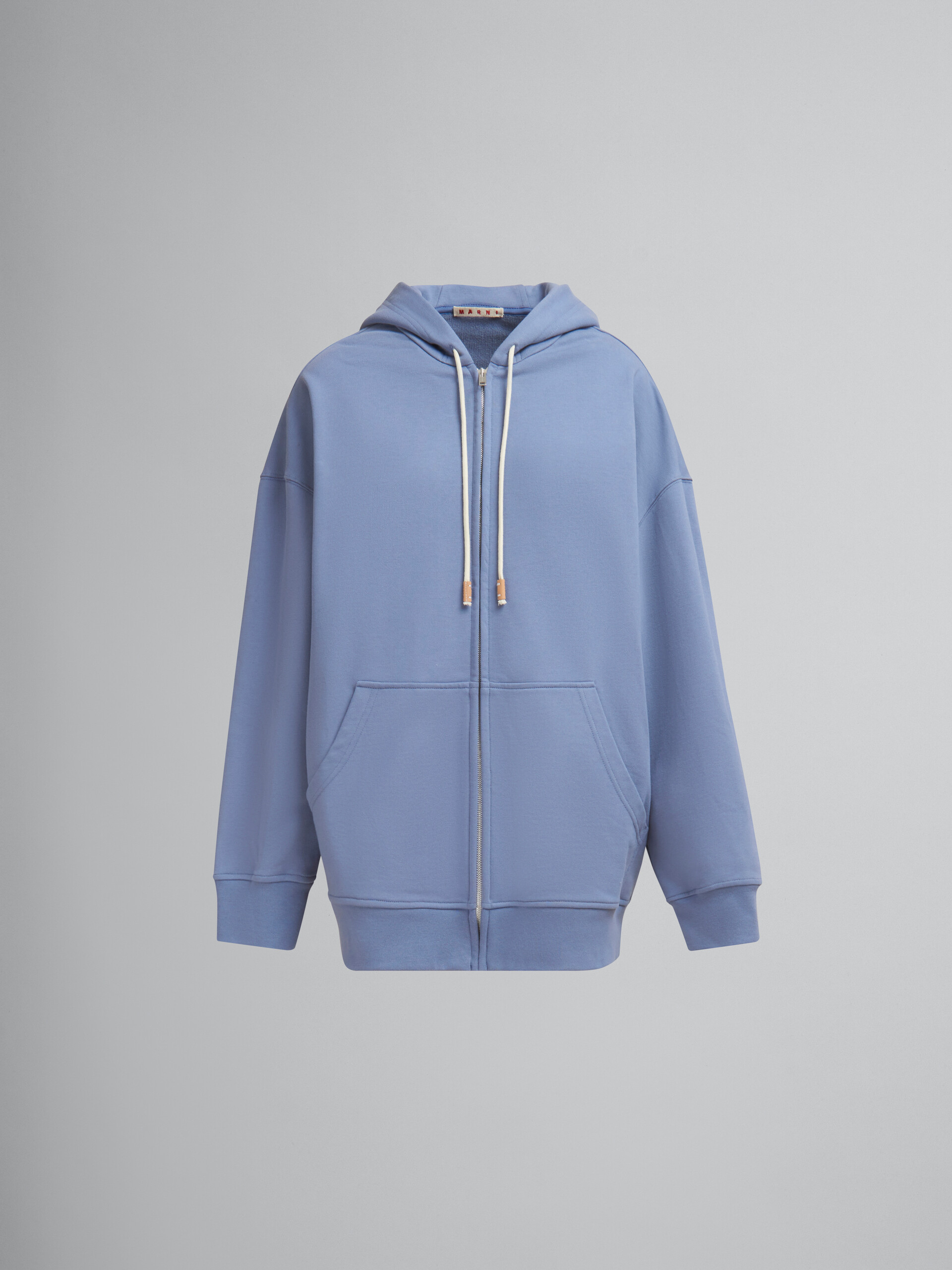 Blue organic cotton hoodie with Marni print - Sweaters - Image 1