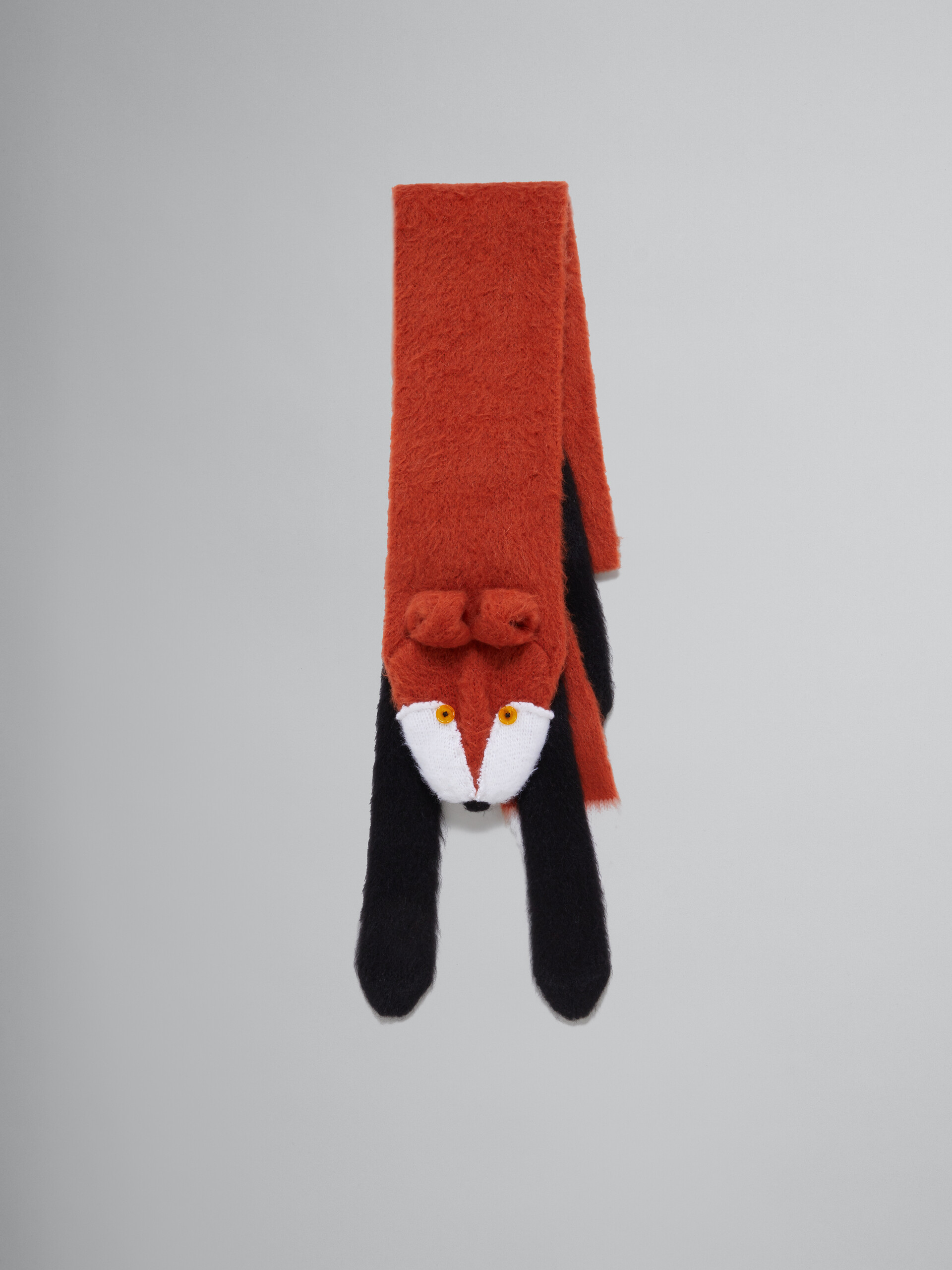 Brown brushed mohair fox scarf - Scarves - Image 1