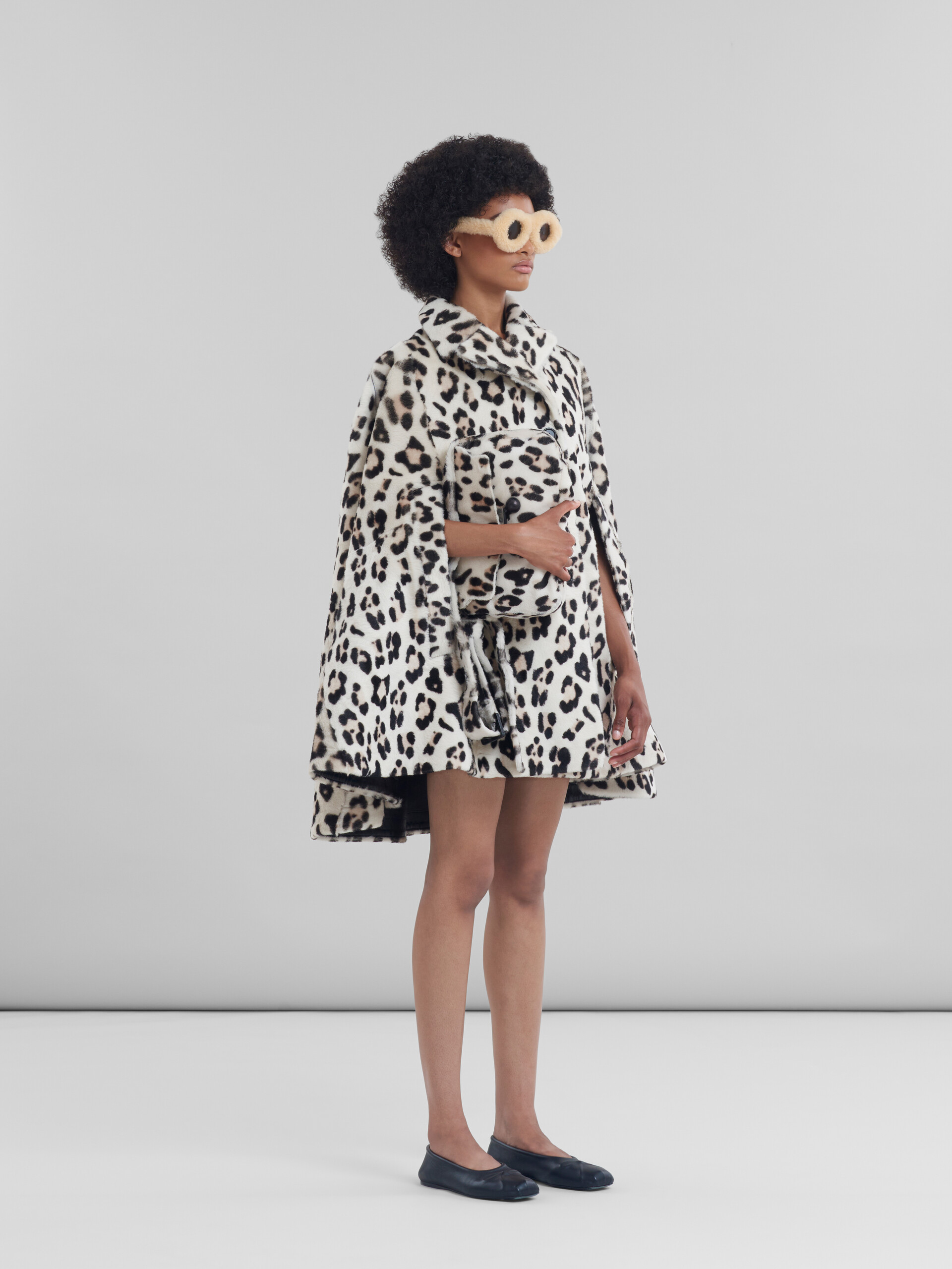 Shorn shearling cape with animalier print - Jackets - Image 6