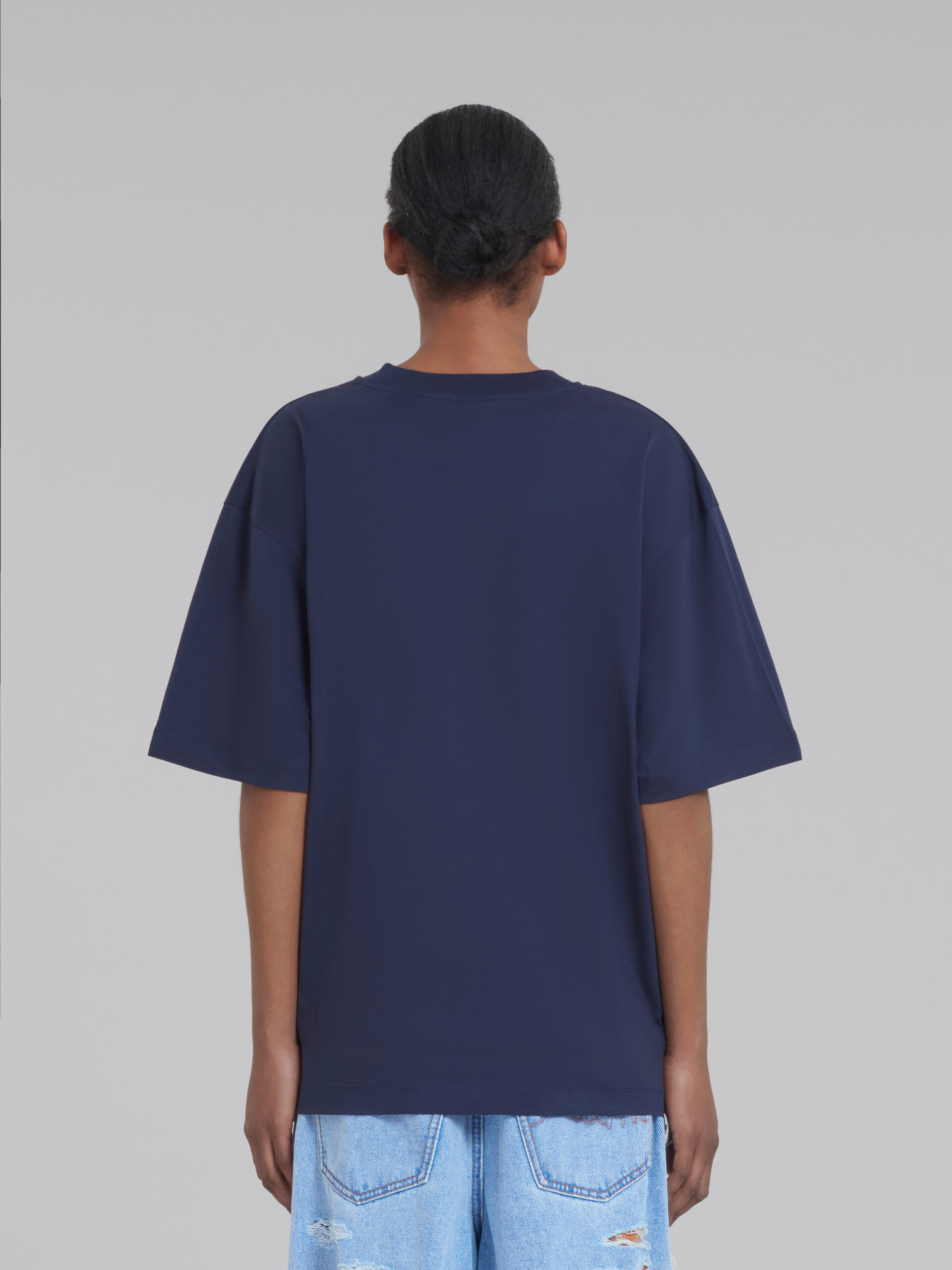 T-shirt en coton biologique bleu avec logo - T-shirts - Image 3
