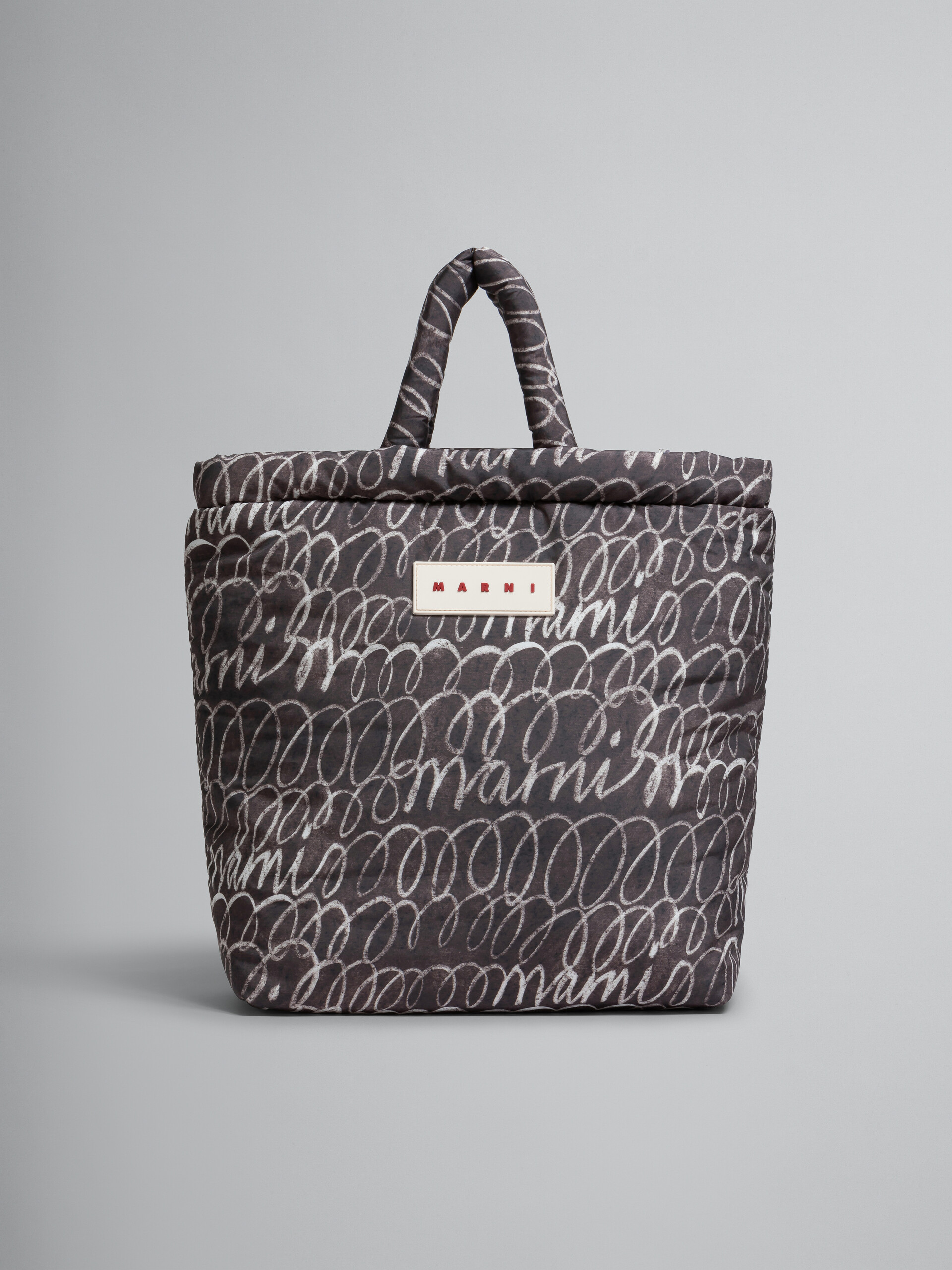 Tote bag imbottita nera con stampa Scribble Marni - Borse shopping - Image 1