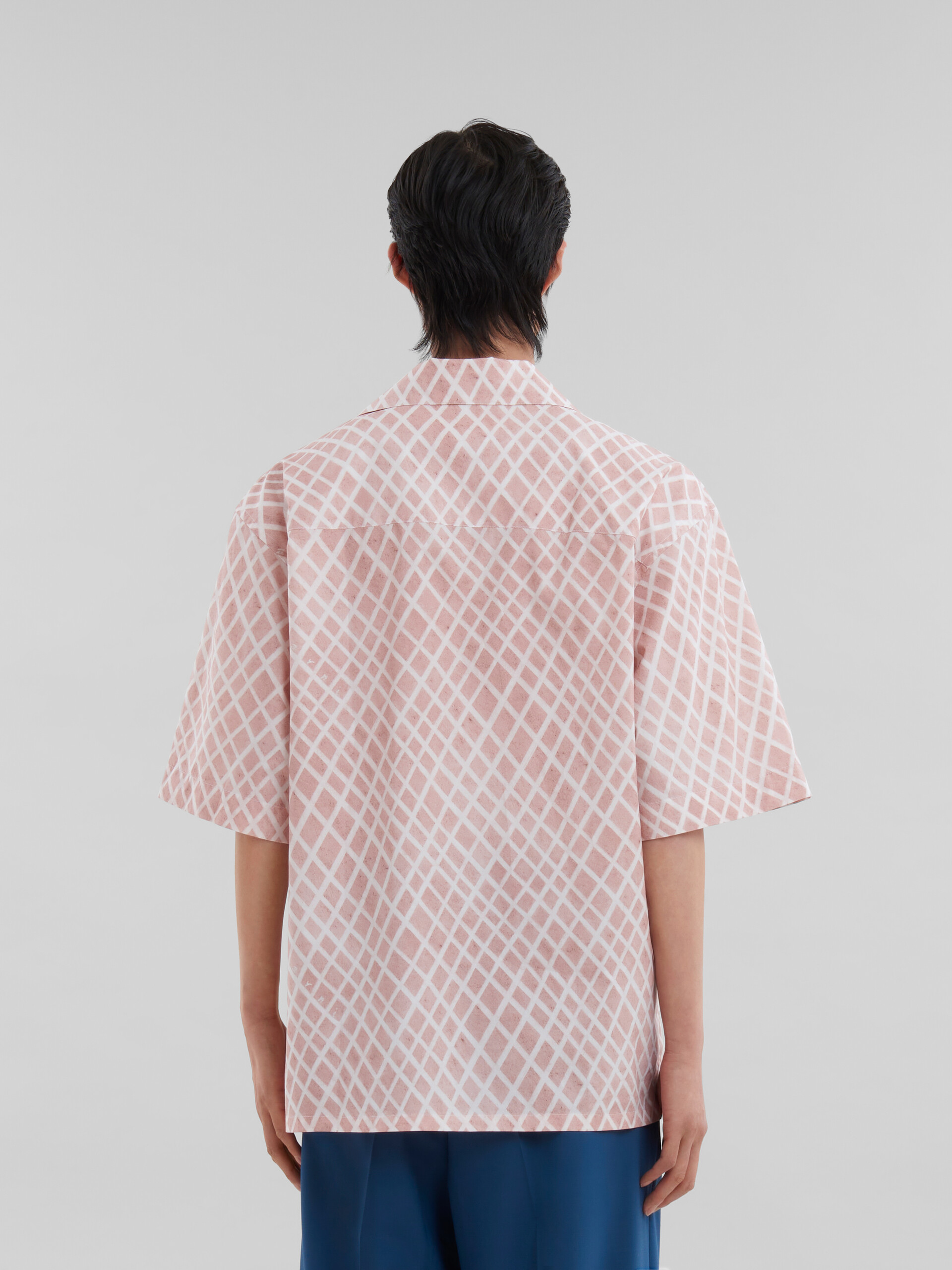 Pink poplin bowling shirt with Landscapes print - Shirts - Image 3