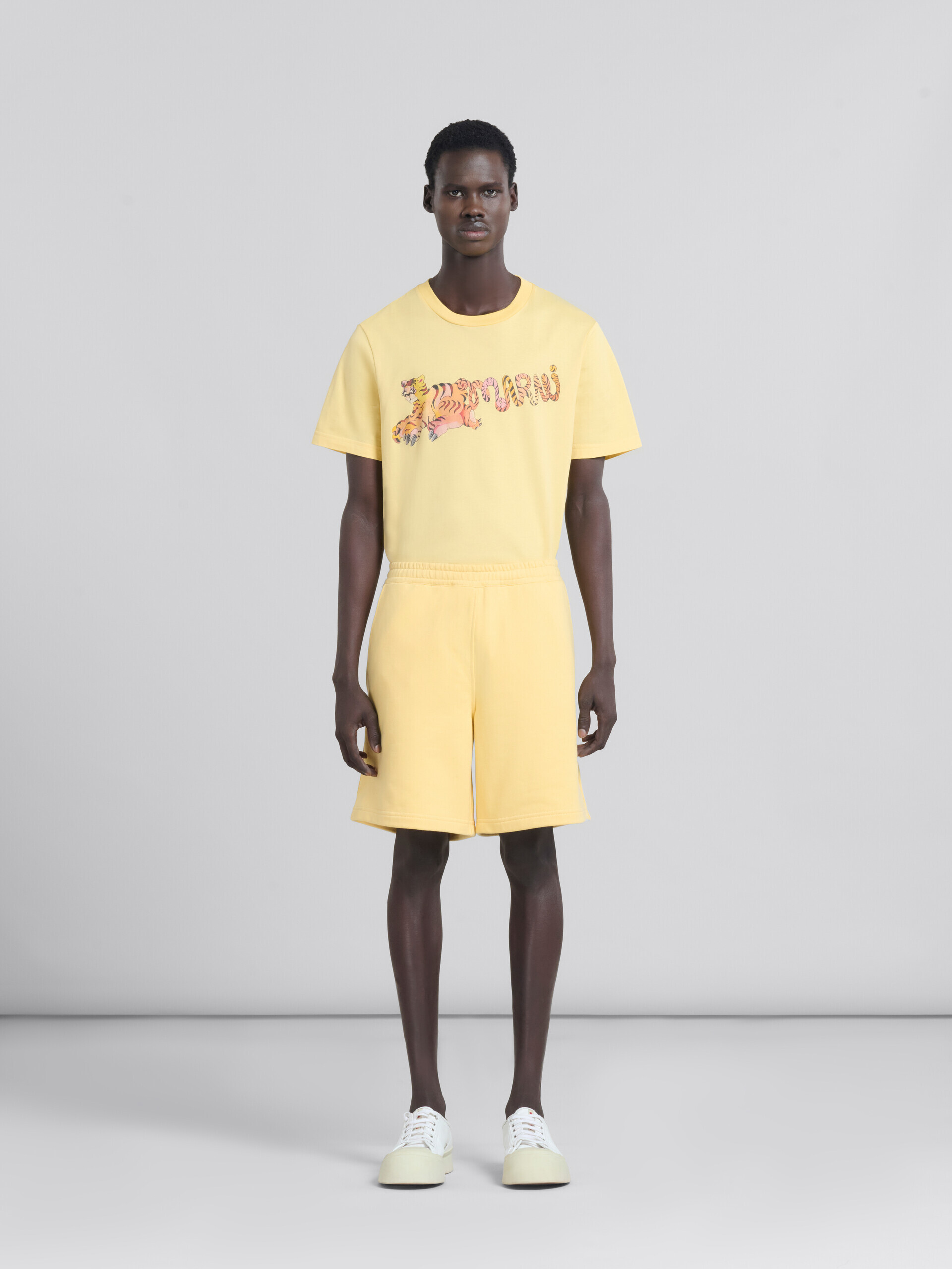Yellow organic jersey sweat shorts with Marni mending - Pants - Image 1