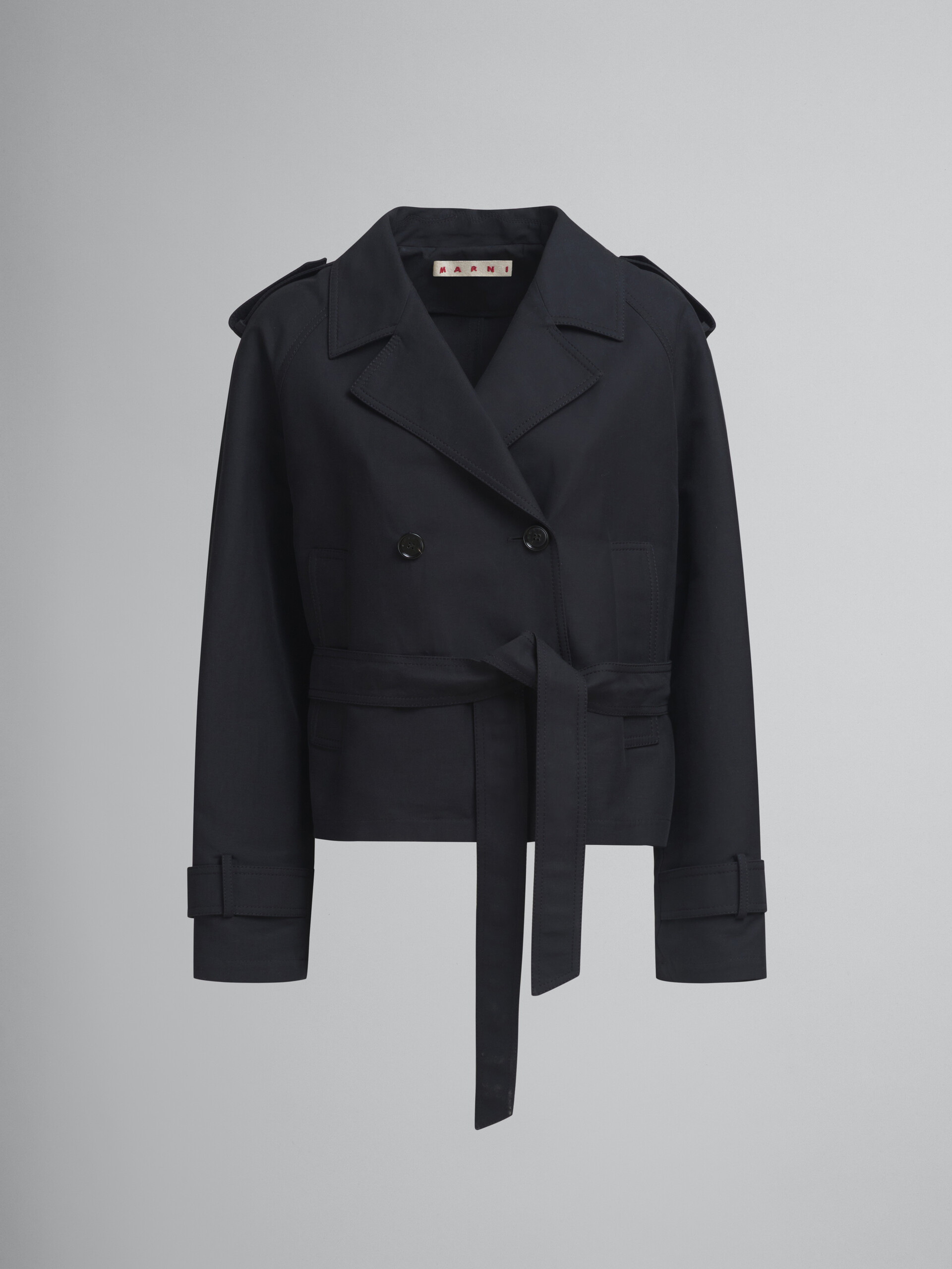 Short black cotton trench with Marni Symbol - Jackets - Image 1