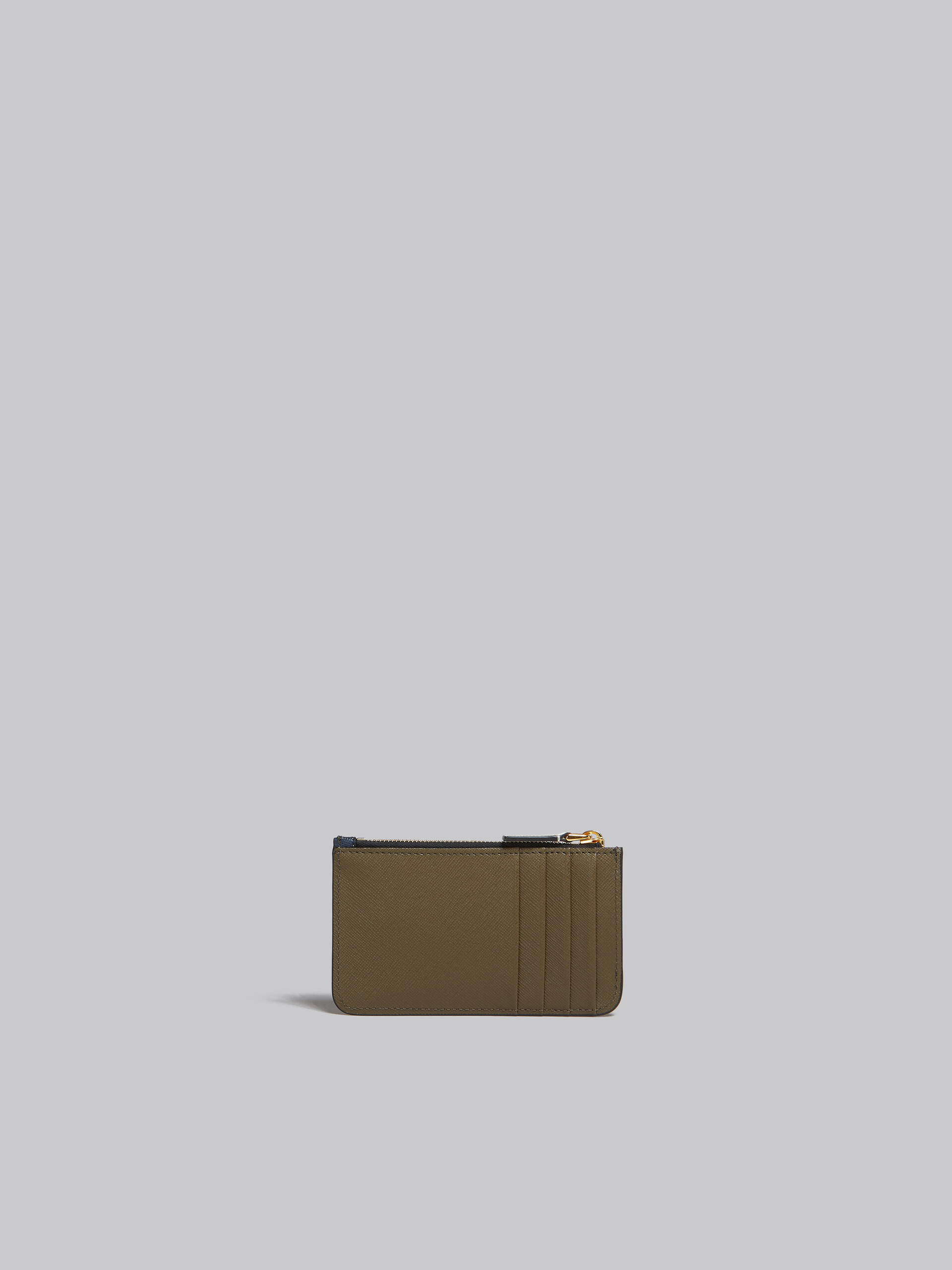 Porte-cartes en cuir saffiano vert clair, blanc et marron - Portefeuilles - Image 3