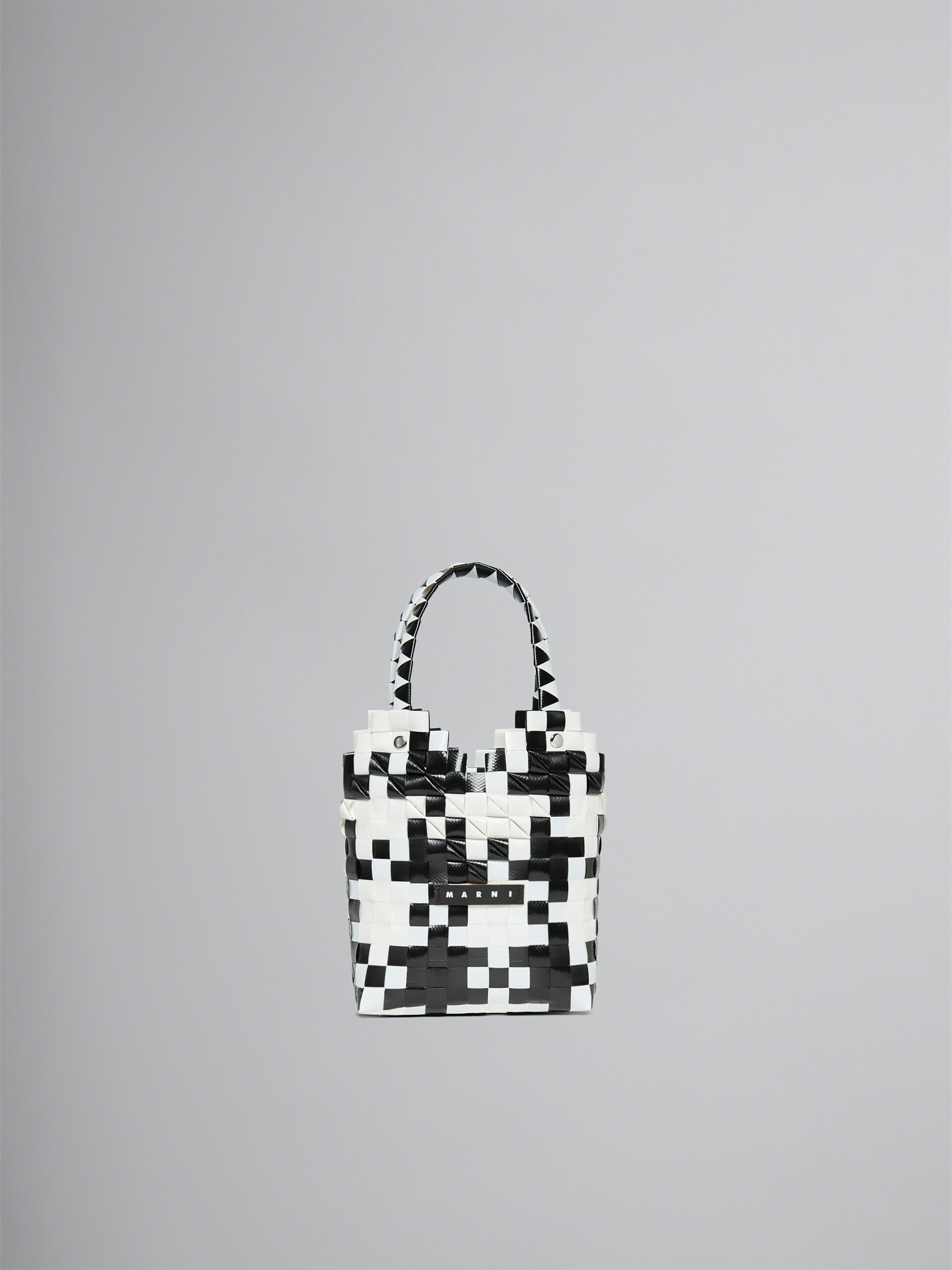 White and black woven Diamond Basket Bag - Bags - Image 1