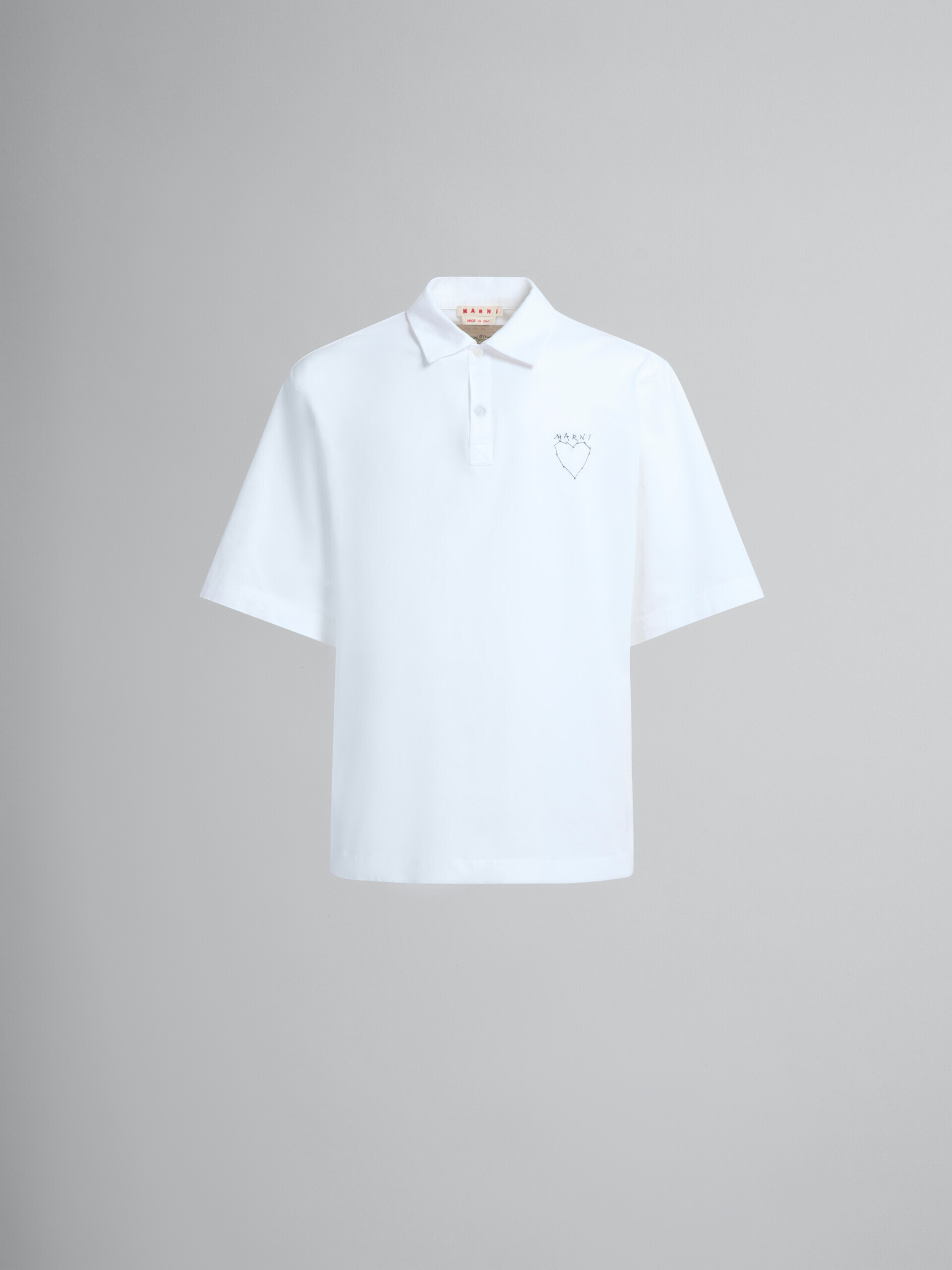 White organic jersey polo shirt with back print - Shirts - Image 2