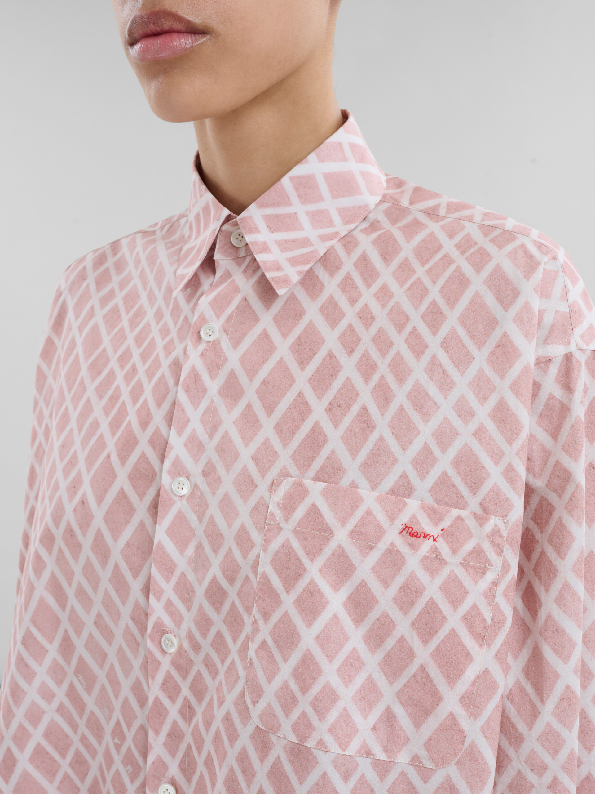 Camicia oversize in popeline rosa con stampa Landscapes - Camicie - Image 4