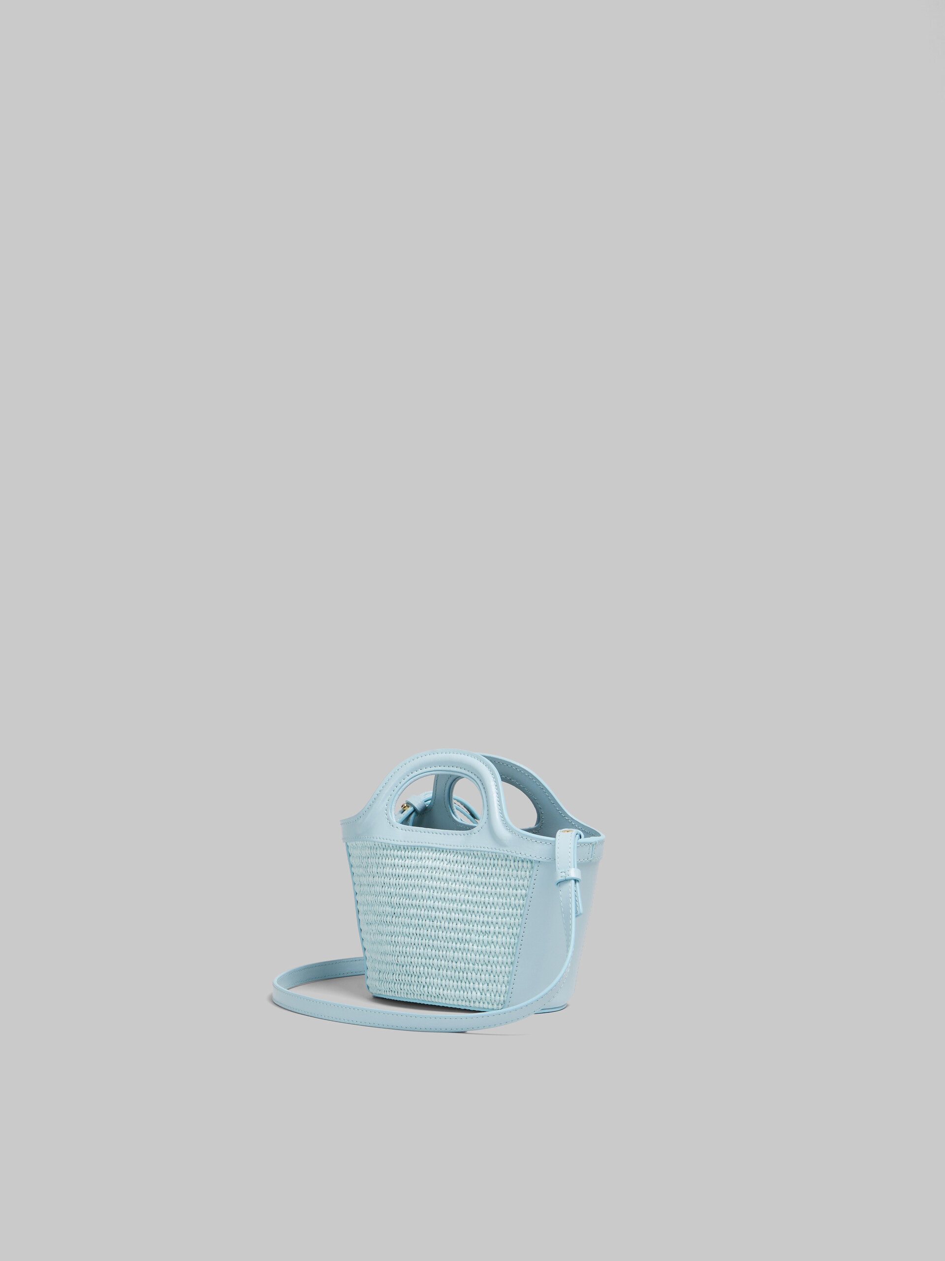 라이트 블루 가죽 및 라피아 이팩트 패브릭 소재 Tropicalia 마이크로 백 - 핸드백 - Image 3