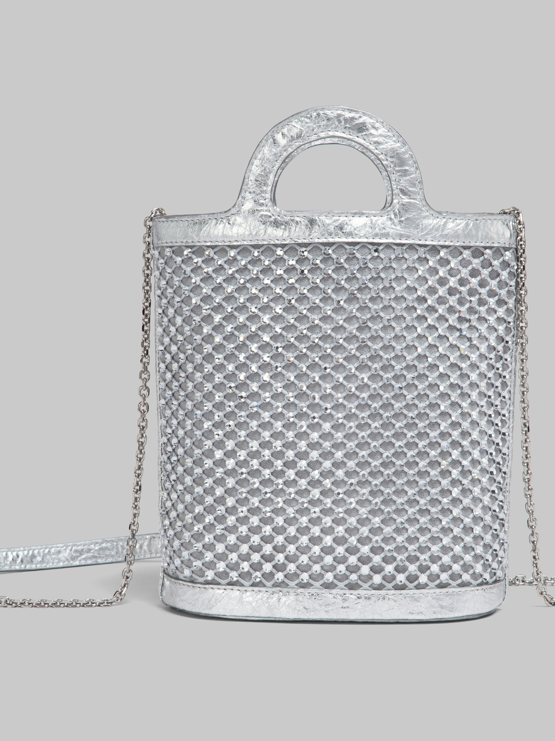 Silver rhinestone Tropicalia nano bucket bag - Pochettes - Image 4