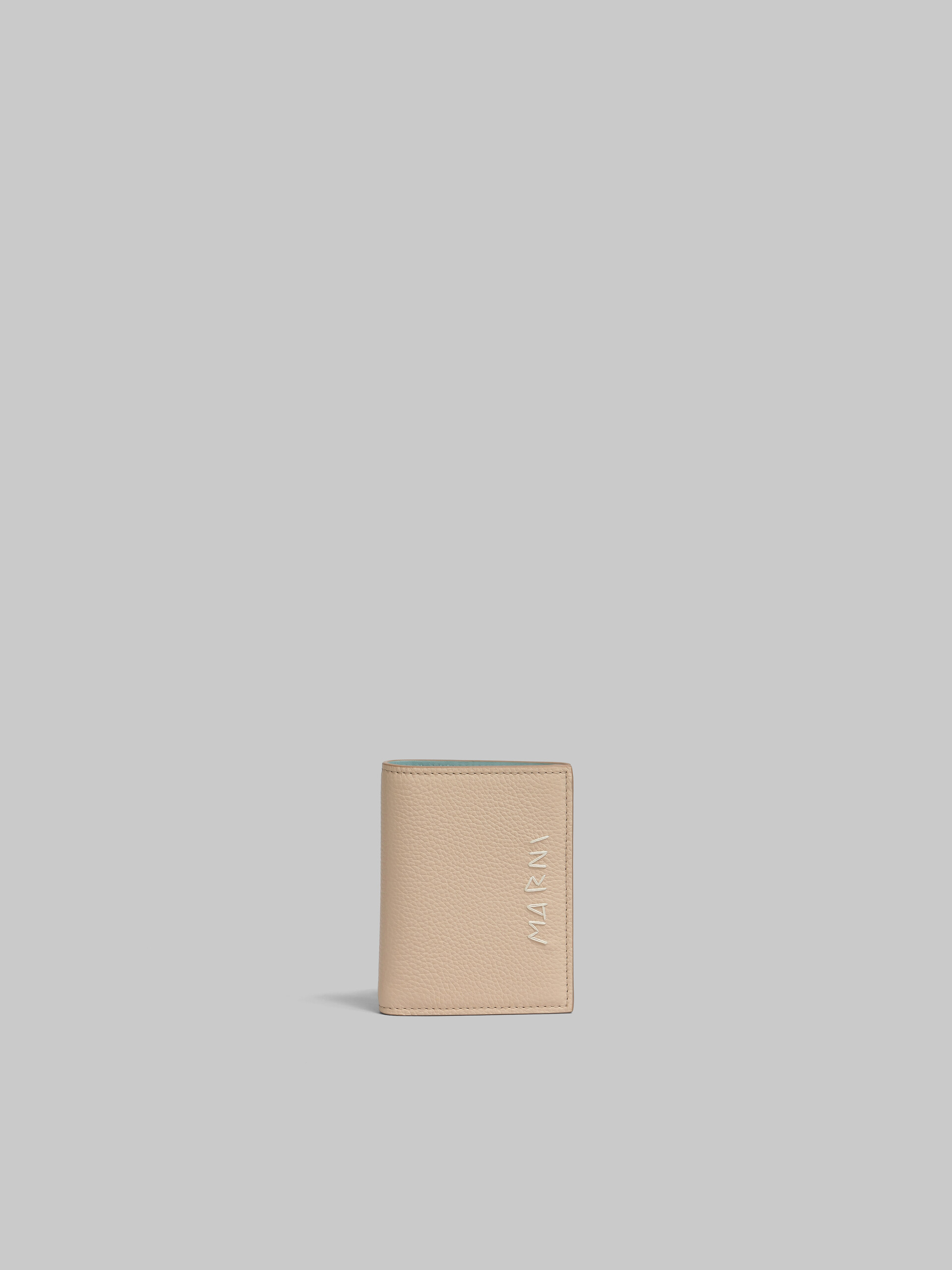 Portefeuille à deux volets en cuir marron avec effet raccommodé Marni - Portefeuilles - Image 3