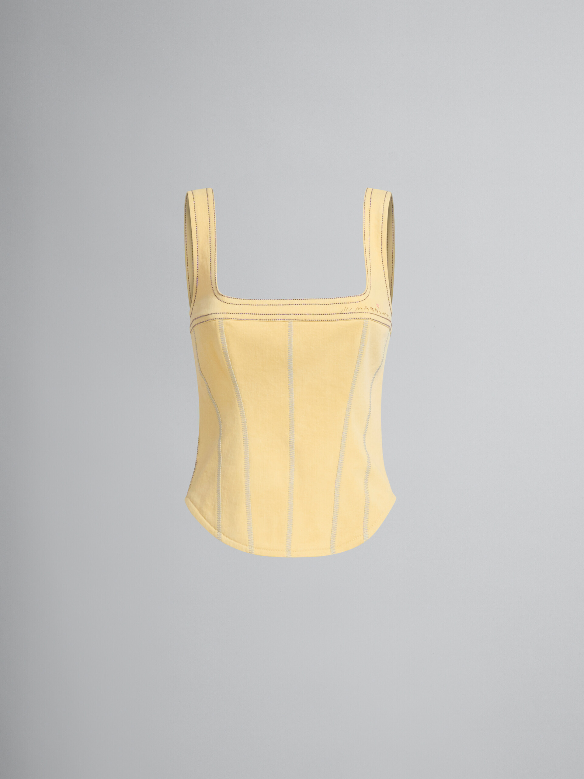Yellow organic denim corset top - Shirts - Image 2