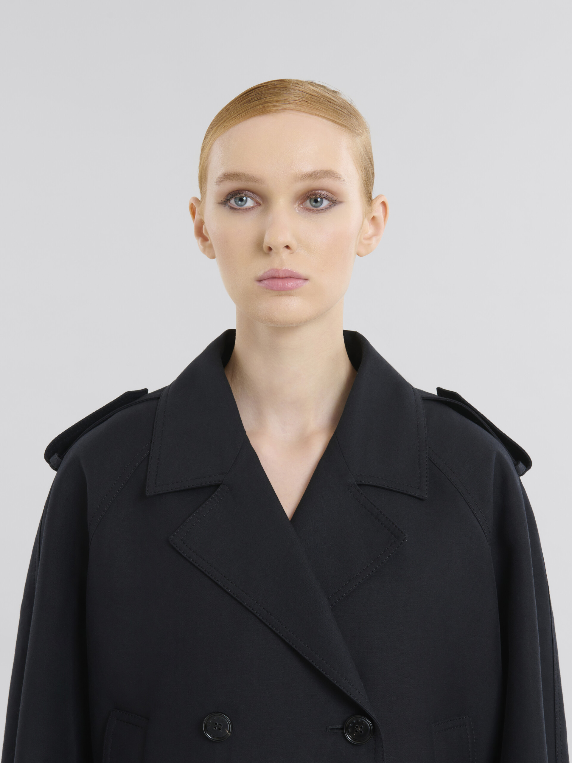 Short black cotton trench with Marni Symbol - Jackets - Image 4