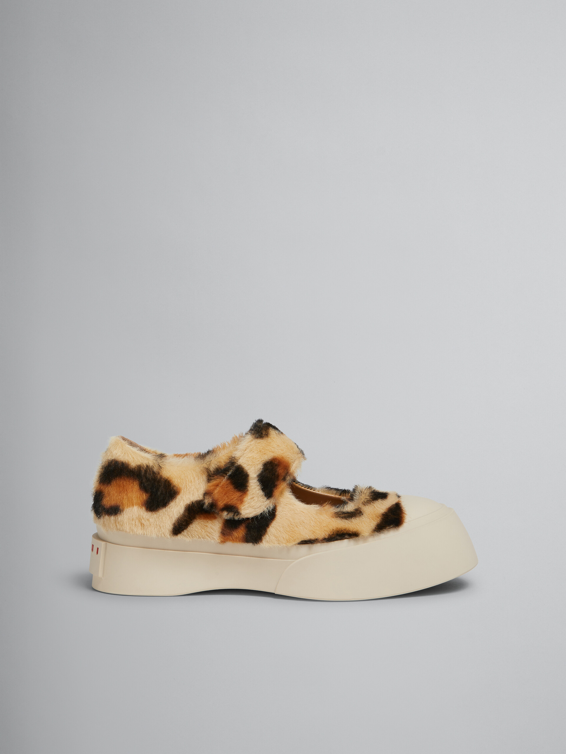 Sneakers Mary Jane en shearling à imprimé animalier jaune - Sneakers - Image 1