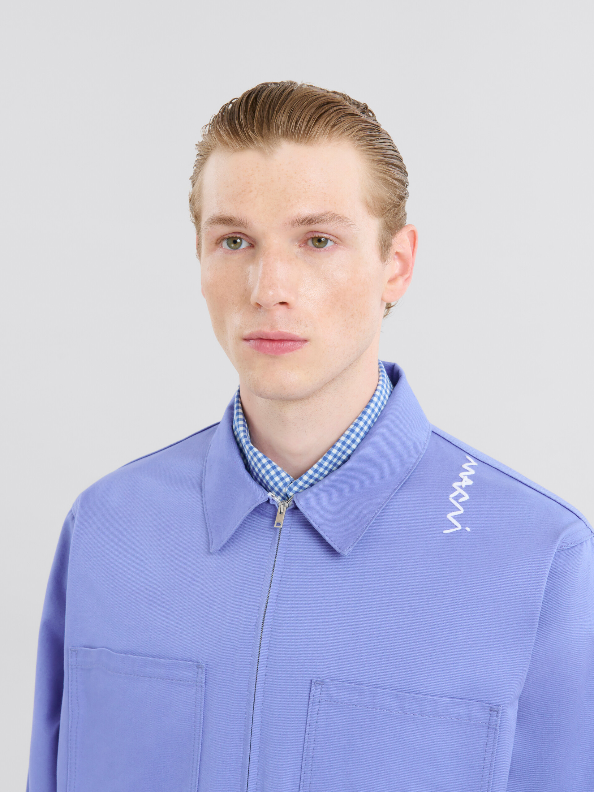 Indigo organic cotton shirt with Marni Symbol - Shirts - Image 4