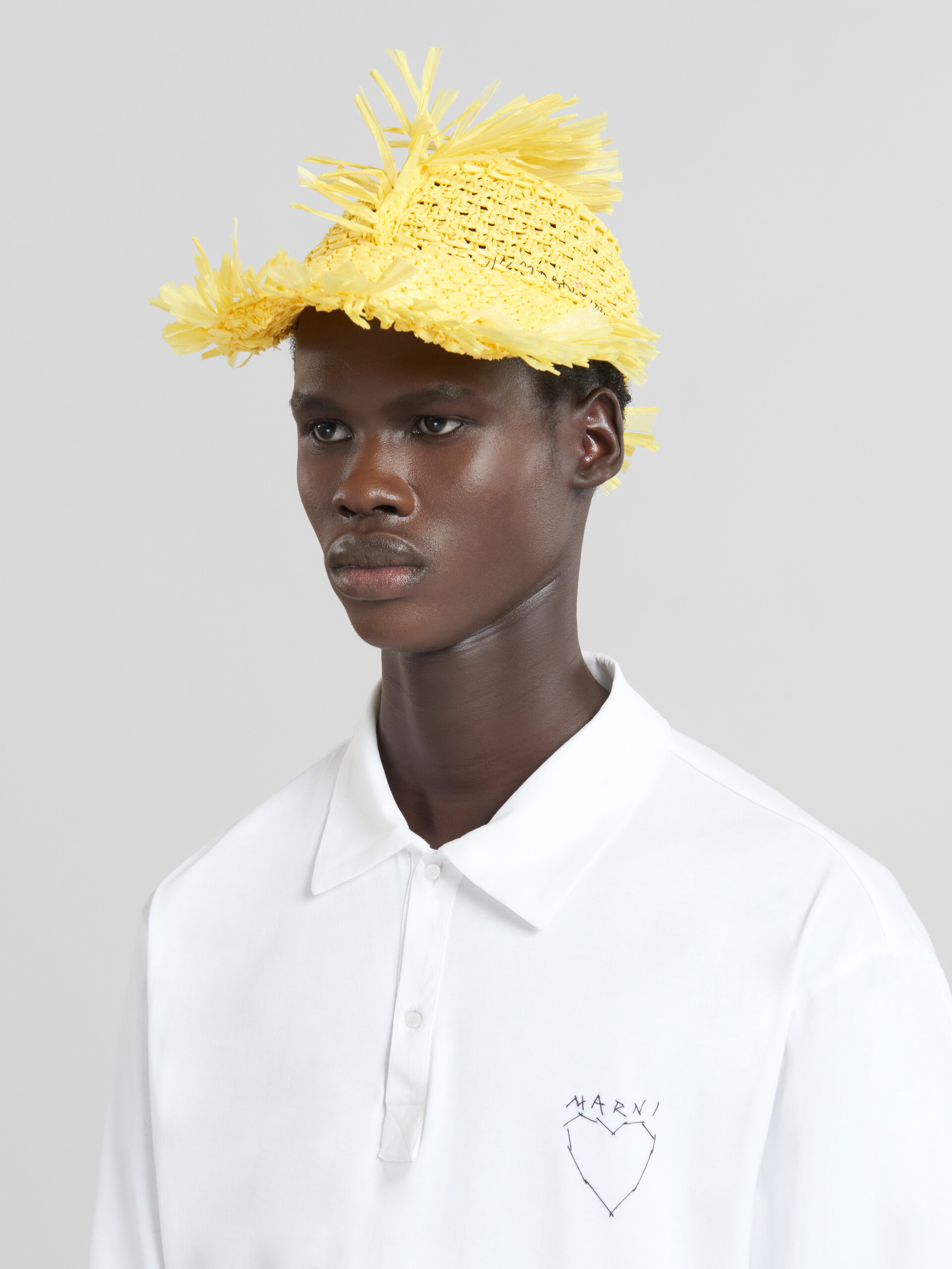 Yellow raffia-effect baseball cap - Hats - Image 2