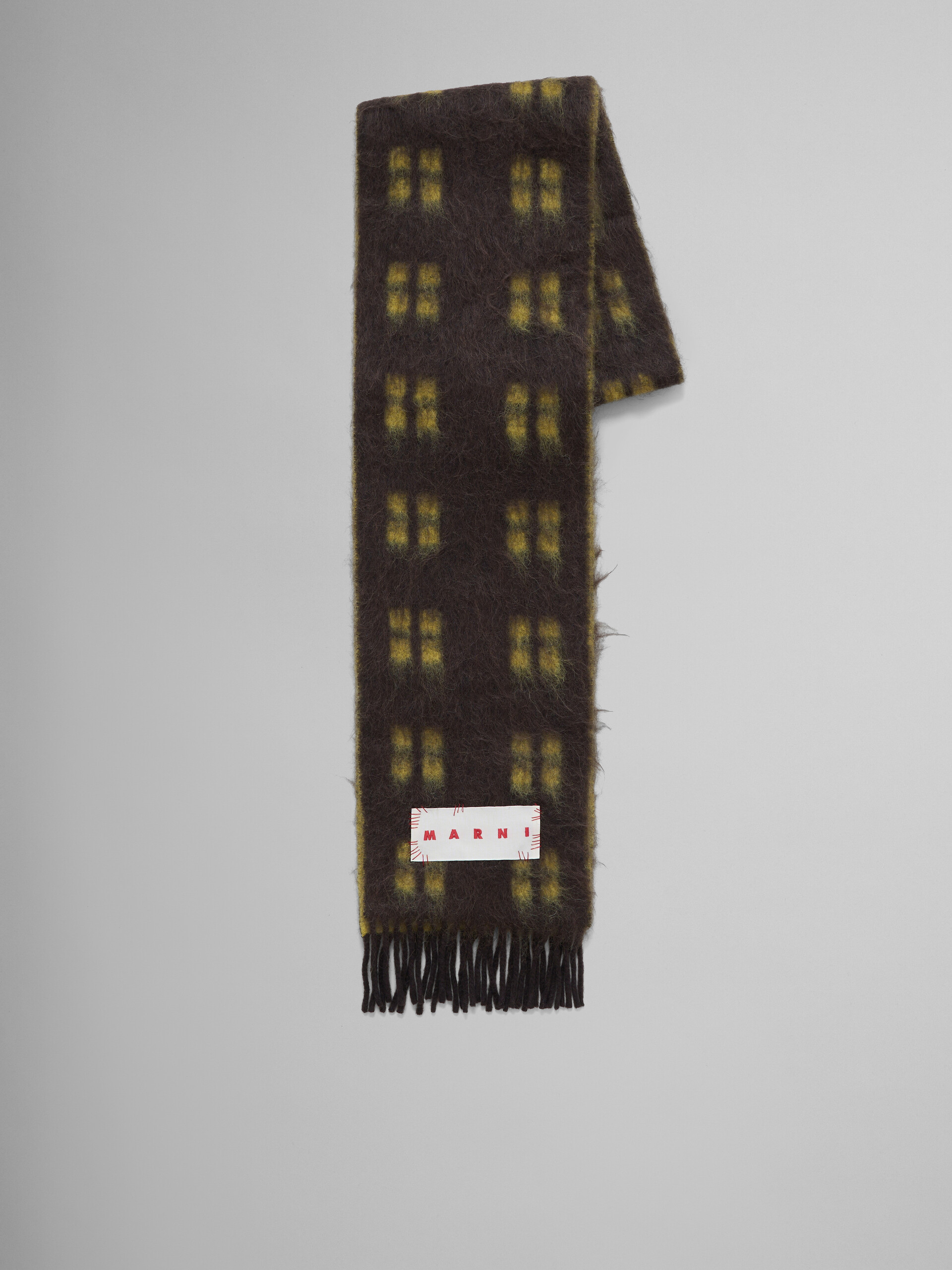 ディープブルー アルパカ モヘア製 スカーフ、スクエアモチーフ - アクセサリー - Image 1
