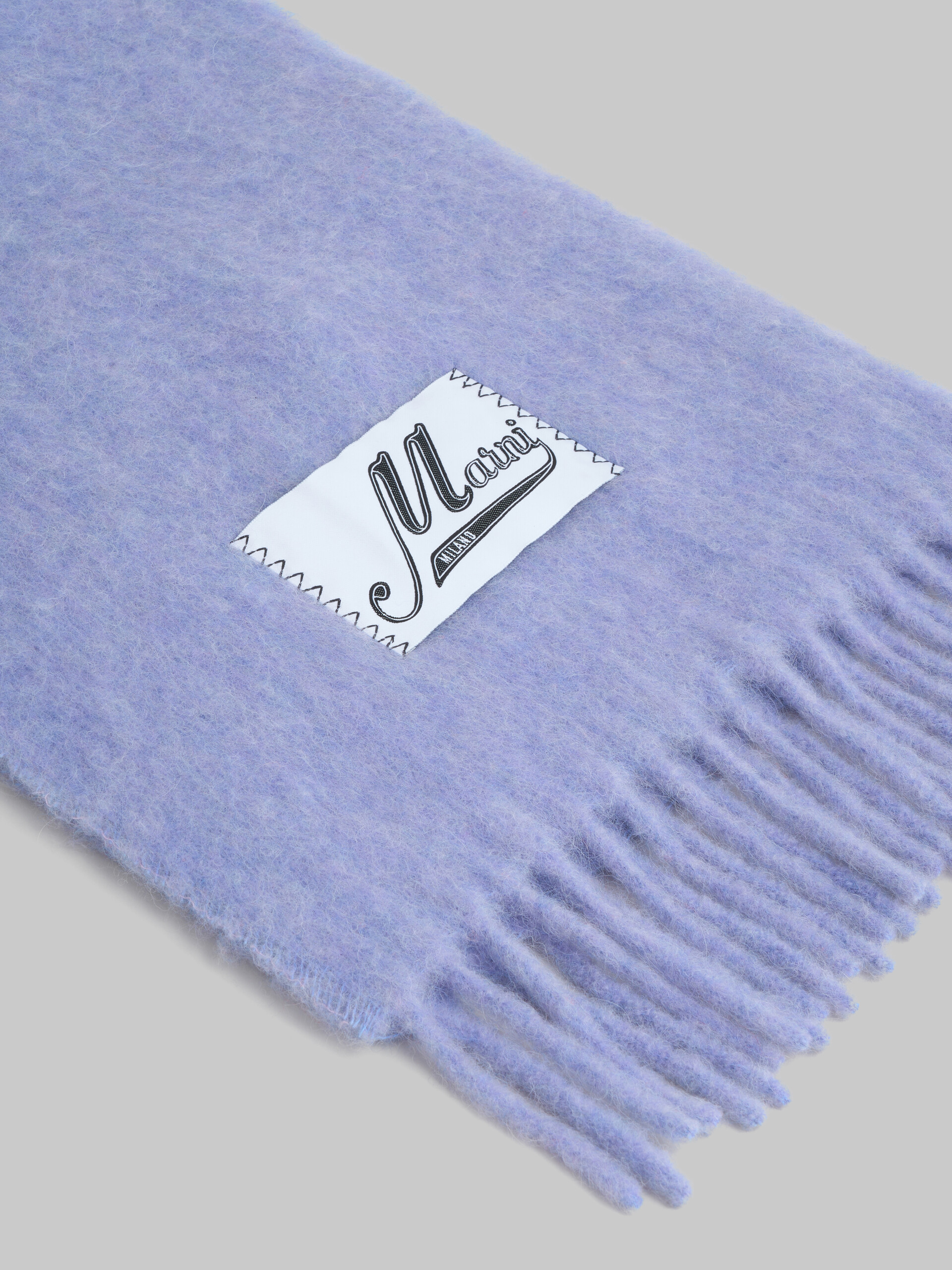 Light blue brushed alpaca scarf with fringes - Scarves - Image 3