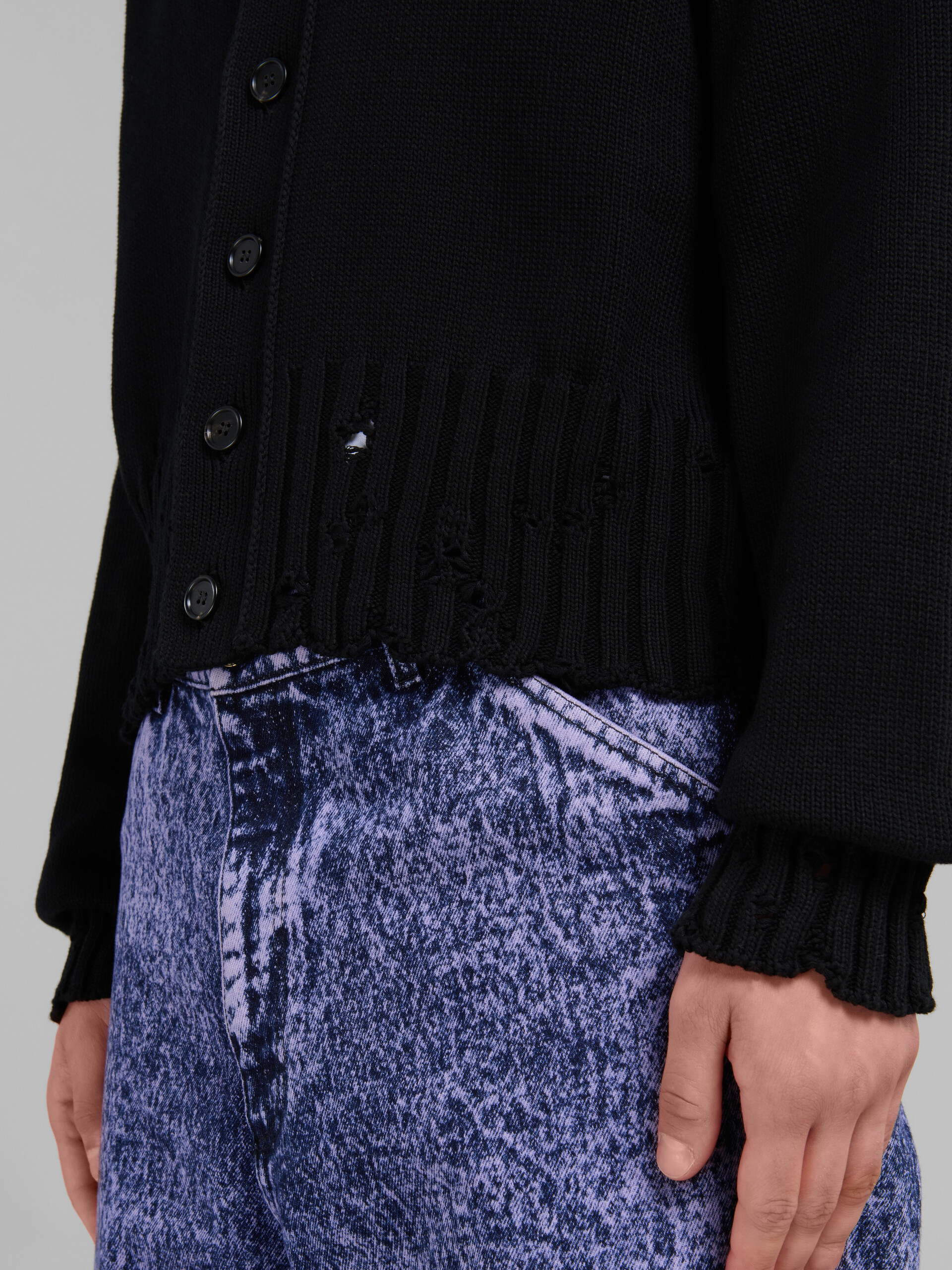 Cárdigan de algodón negro efecto ajado - jerseys - Image 5