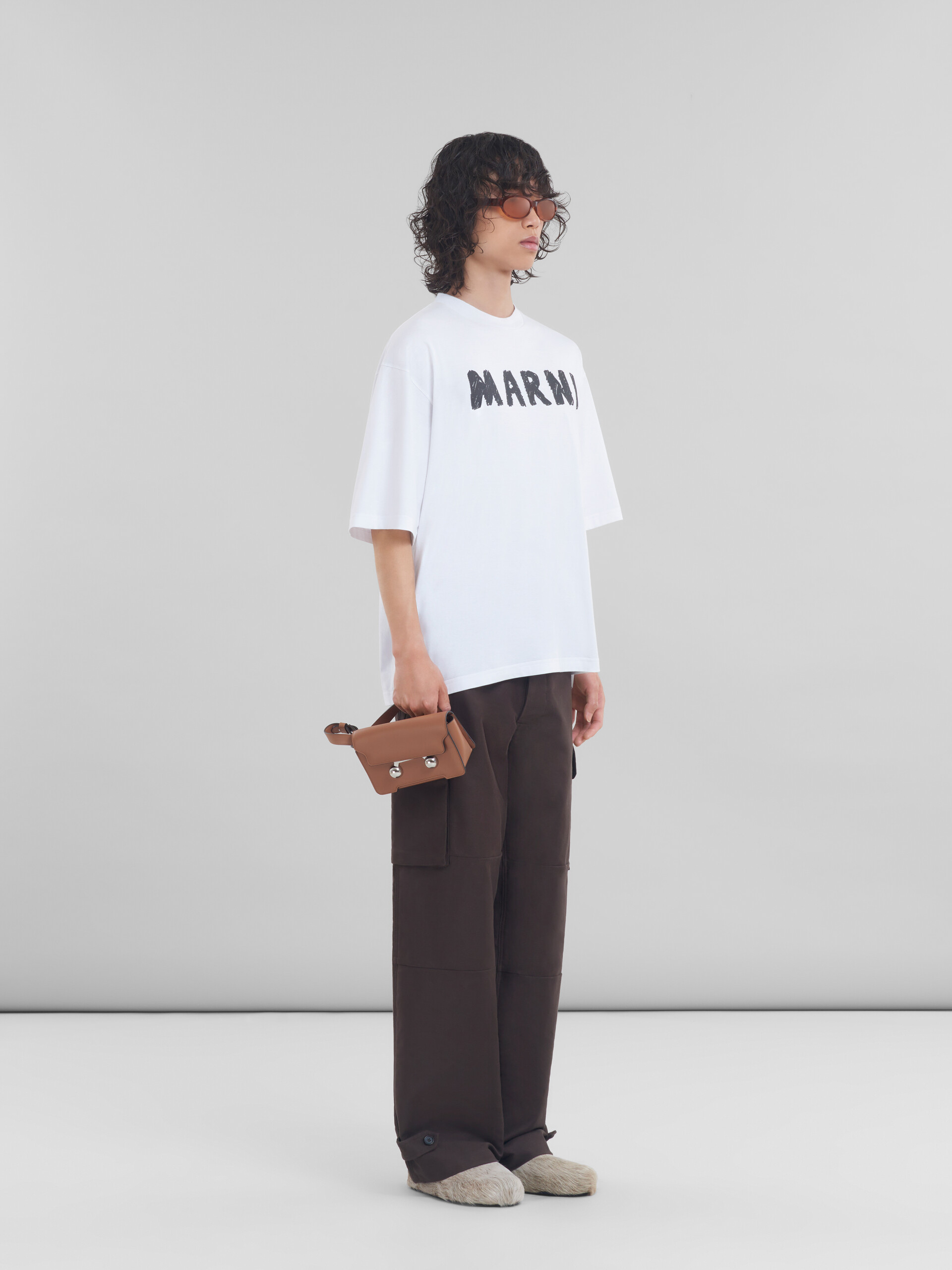 White organic cotton t-shirt with Marni logo - Shirts - Image 5