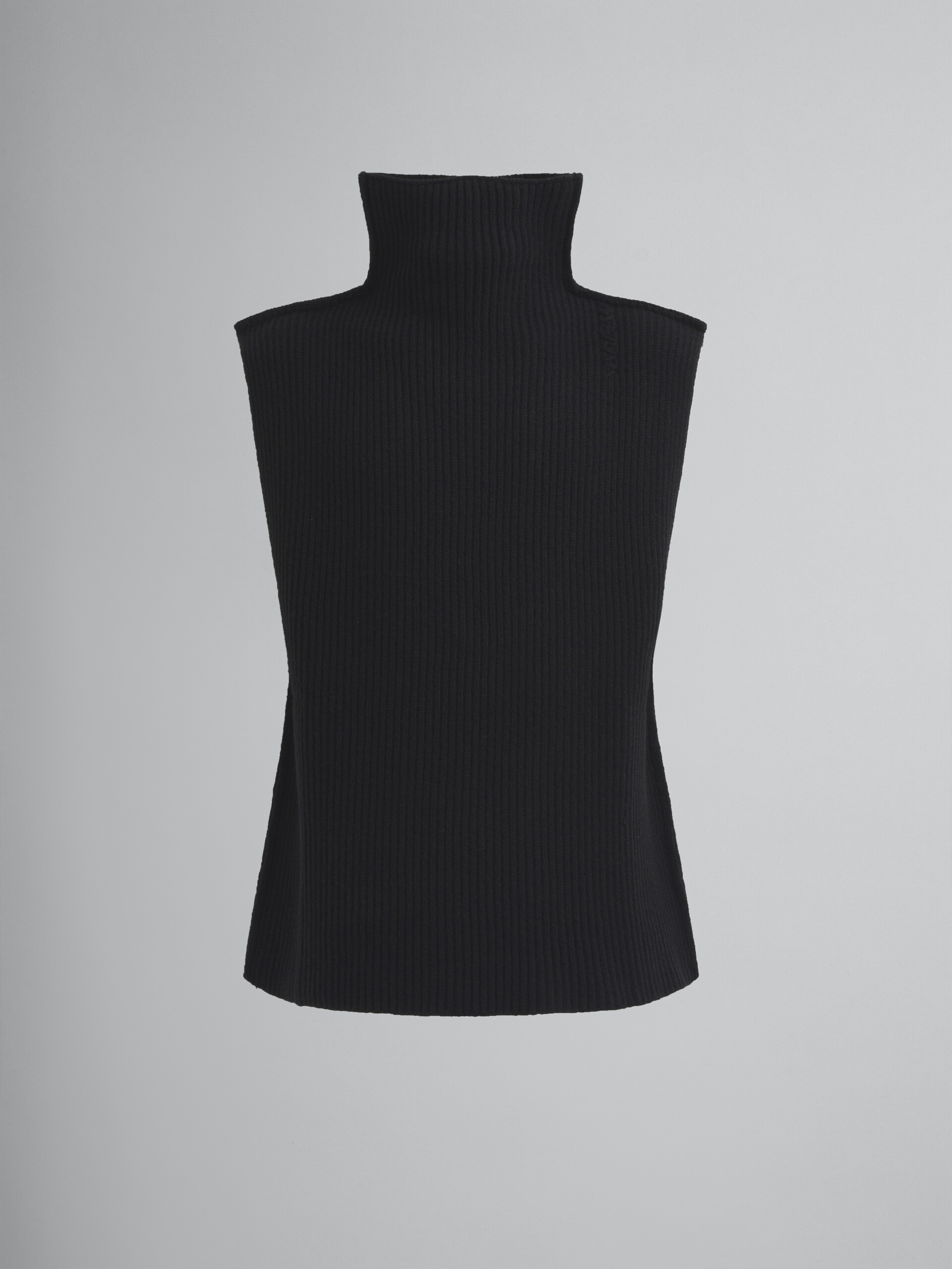 Black ribbed wool vest - Pullovers - Image 1