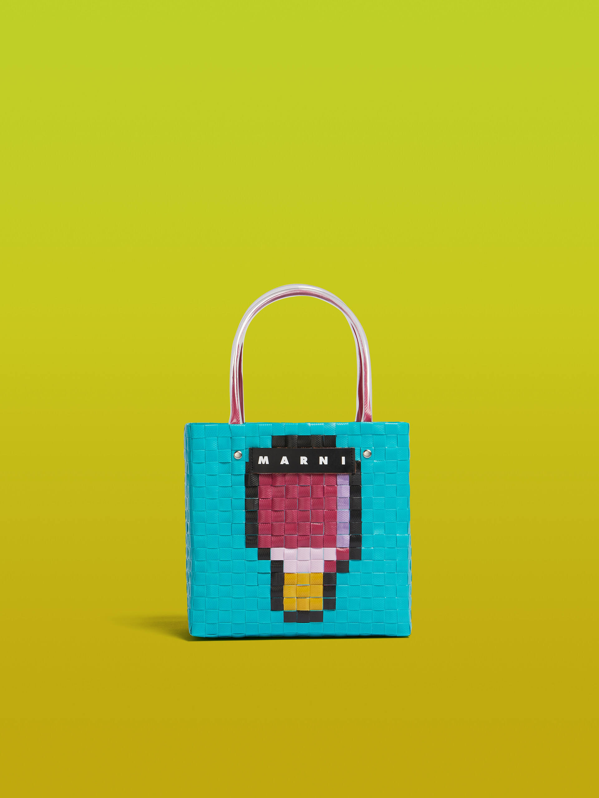 Turquoise MARNI MARKET SUMMER BASKET bag - Shopping Bags - Image 1