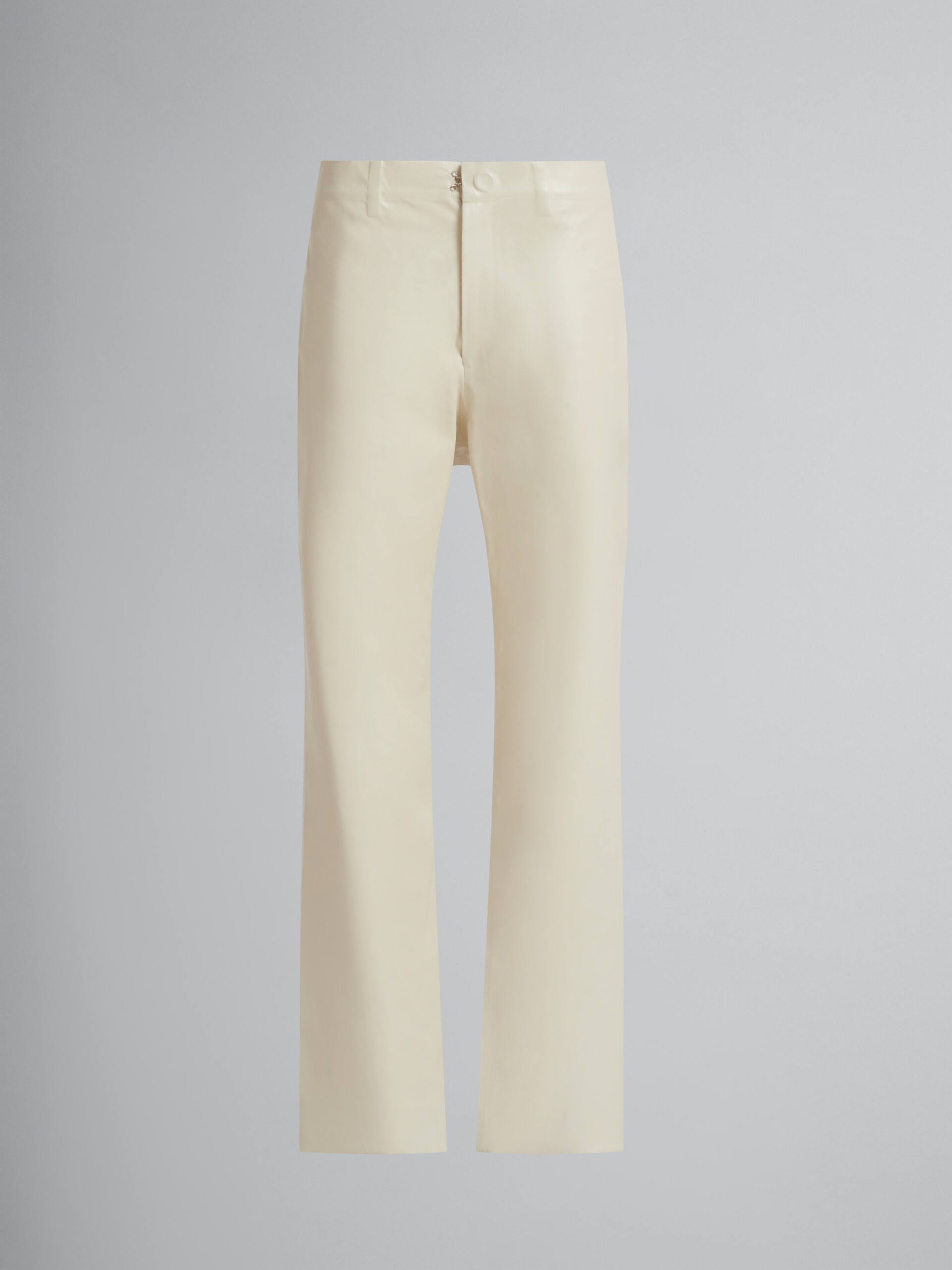 White wool and coated fabric five-pocket trousers - Pants - Image 1