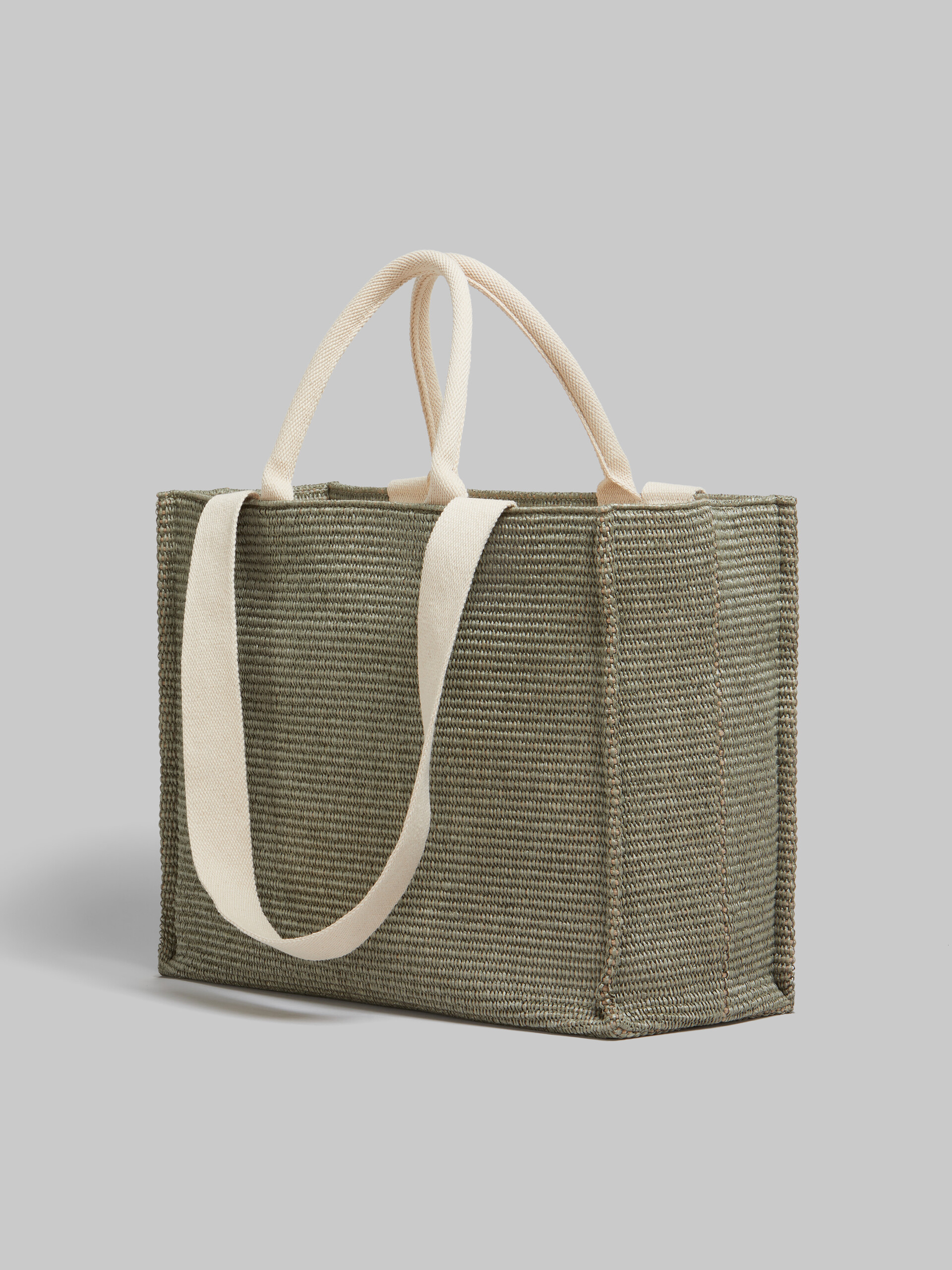 Large Tote in natural-coloured raffia-effect fabric - Shopping Bags - Image 3