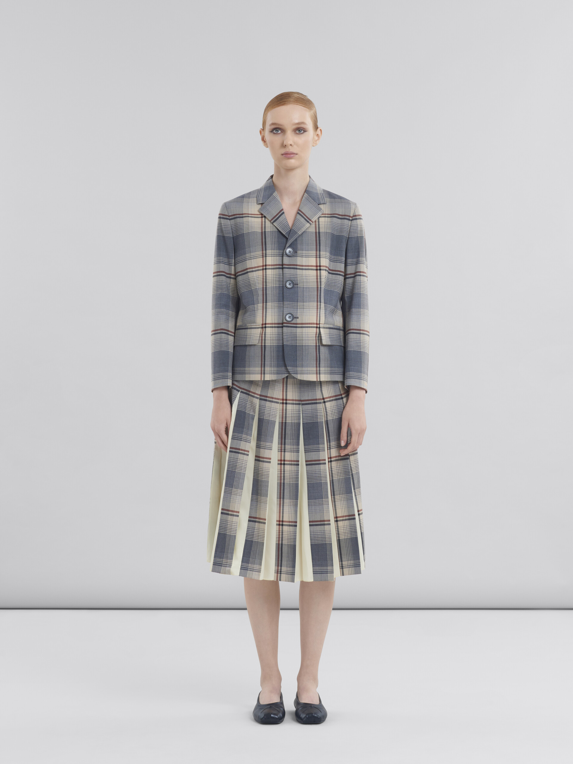 Grey checked wool jacket with Marni mending - Jackets - Image 2