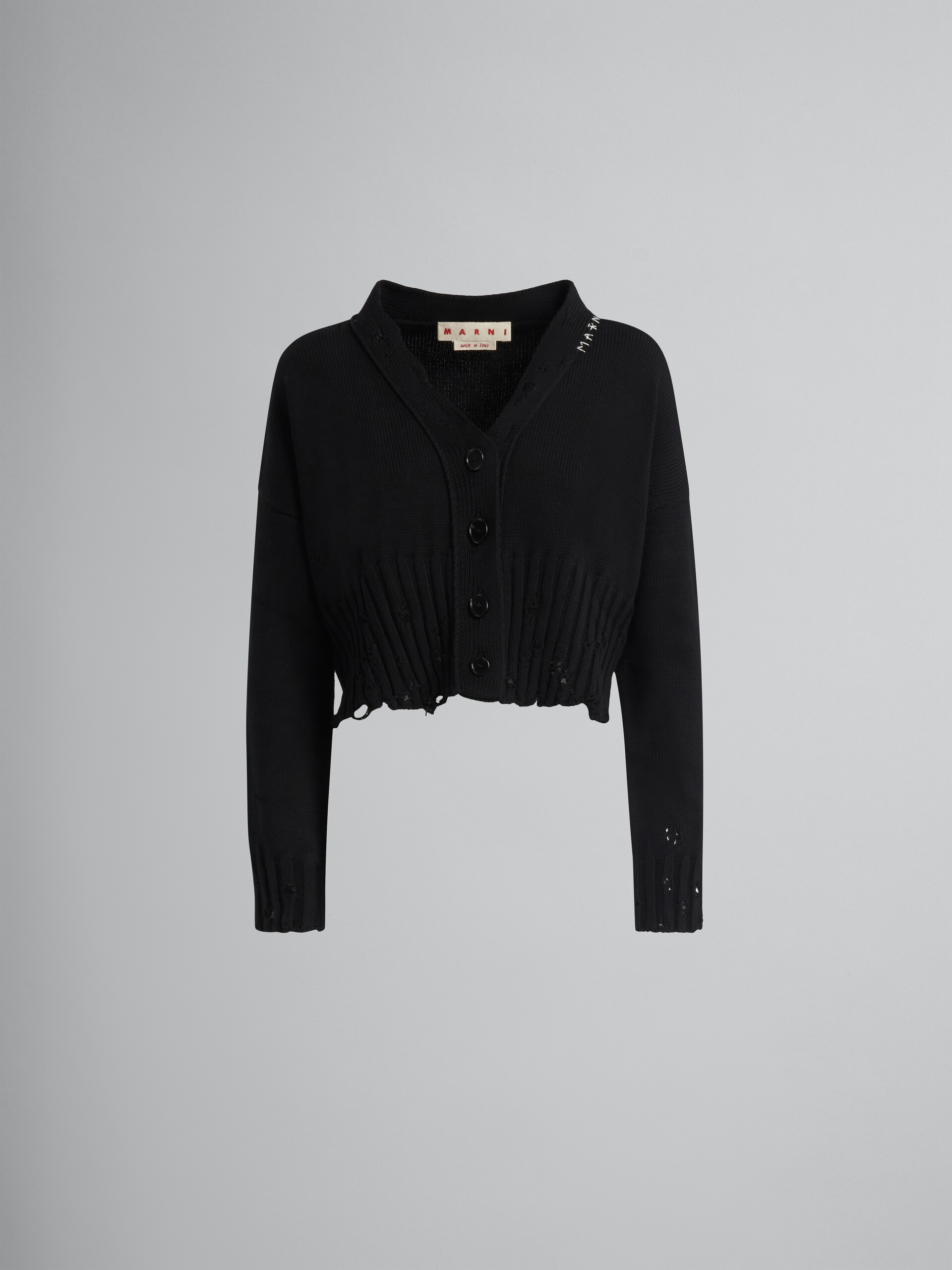 Kurzer Cardigan aus schwarzer Baumwolle - Pullover - Image 1