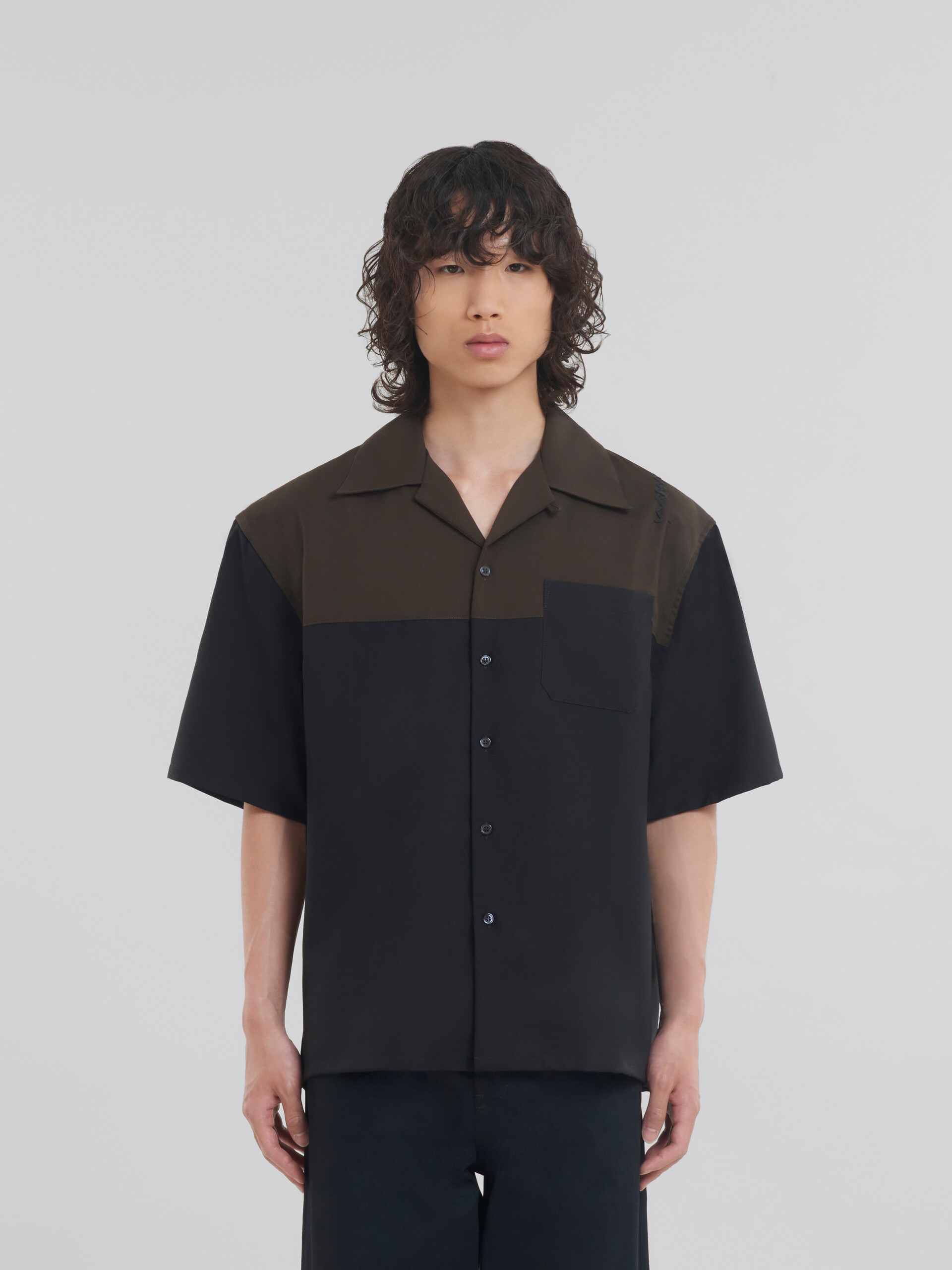 Black and brown wool bowling shirt - Shirts - Image 2