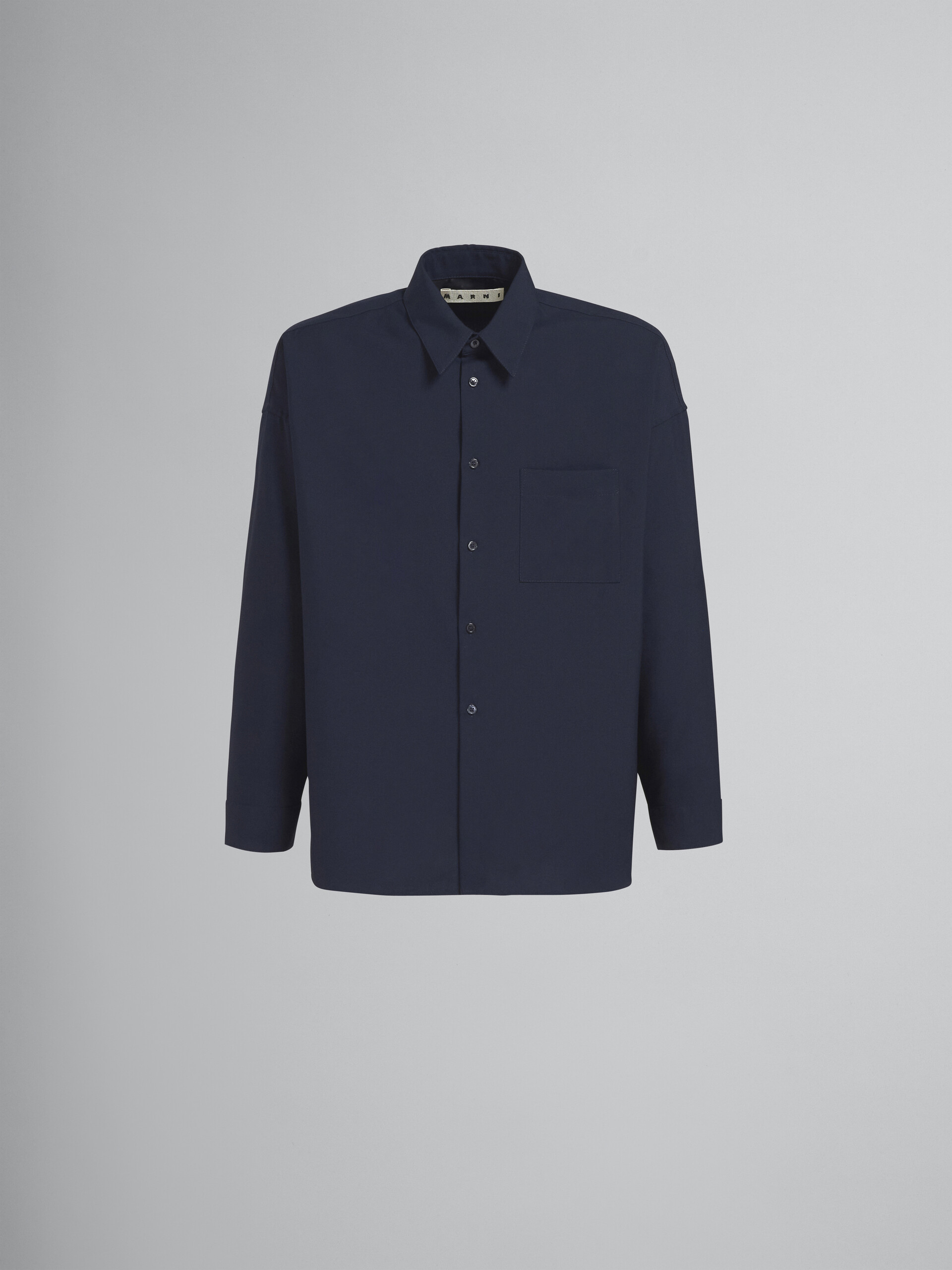 ブルー ブラック トロピカルウール製シャツ - シャツ - Image 1