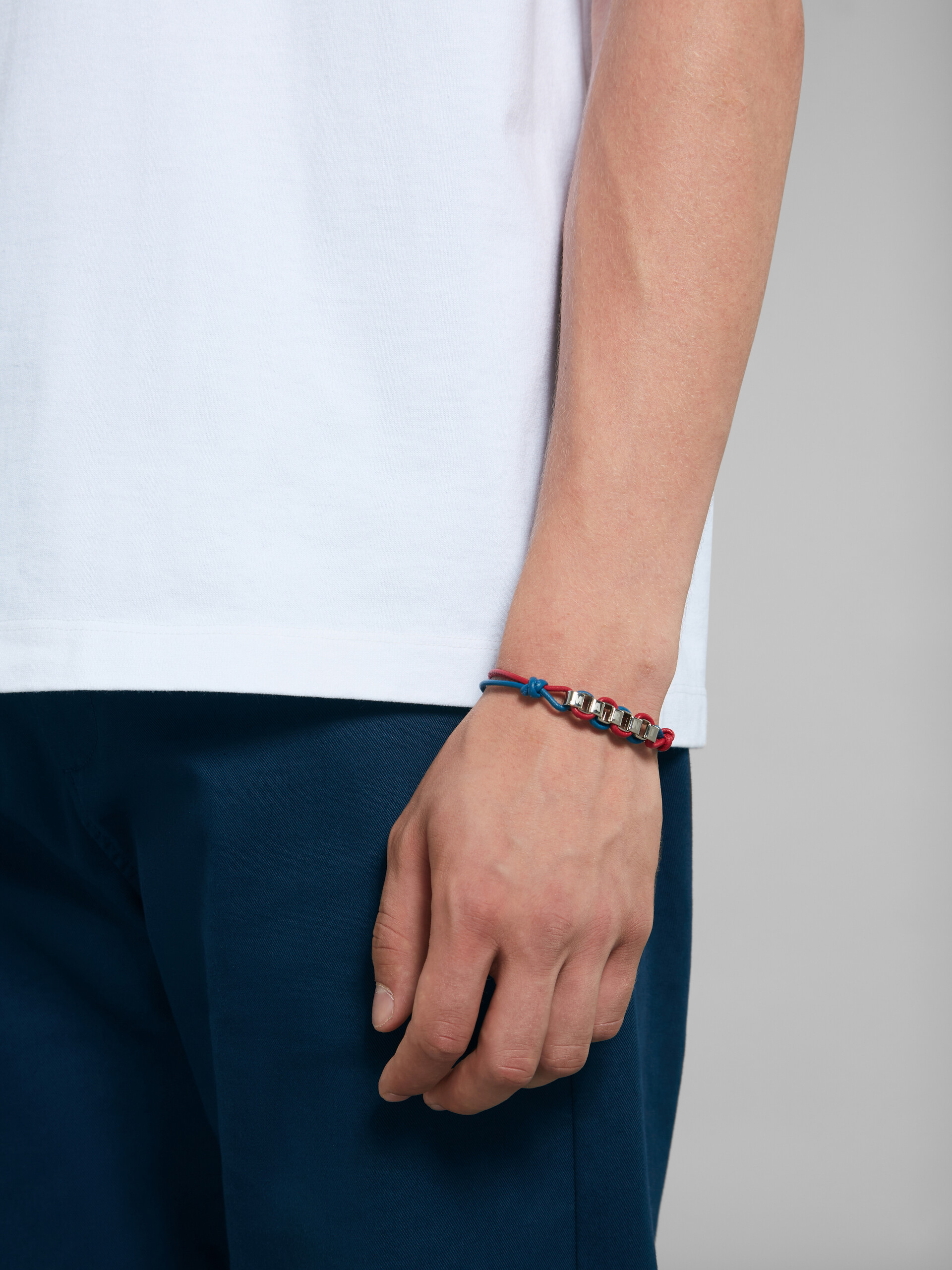 Bracelet en cuir rouge et bleu avec logo Marni - Bracelets - Image 2