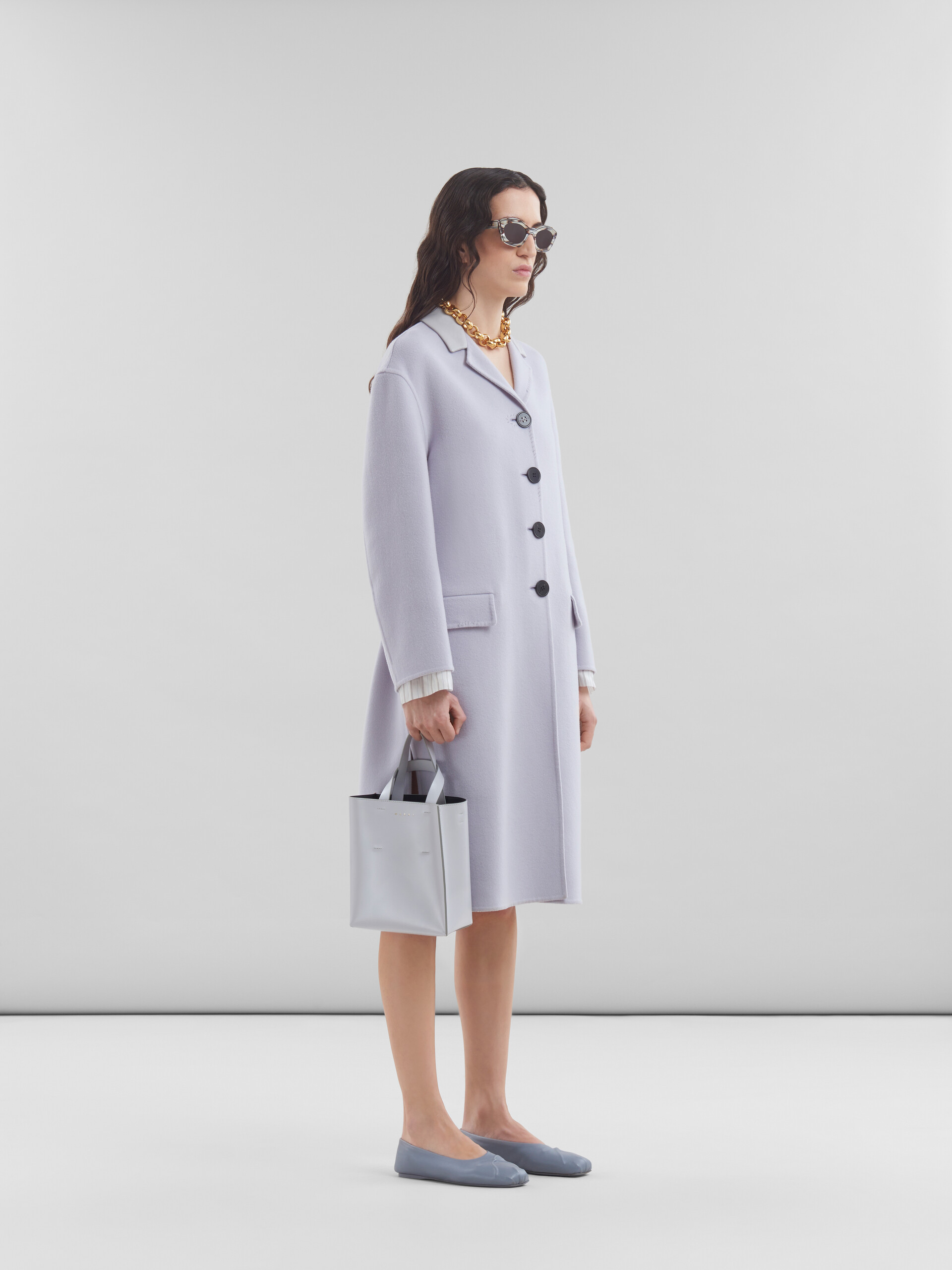 Purple felt coat with waist belt - Coat - Image 6