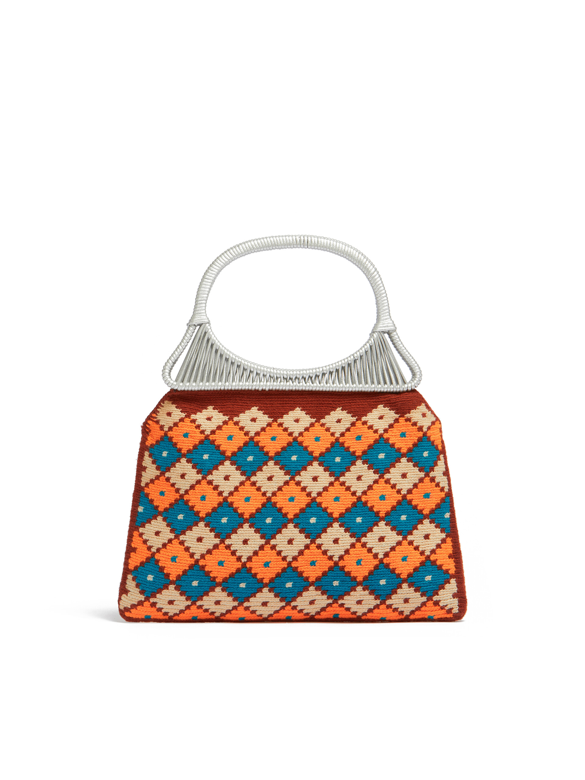 Orange geometric cotton knit MARNI MARKET handbag - Shopping Bags - Image 3