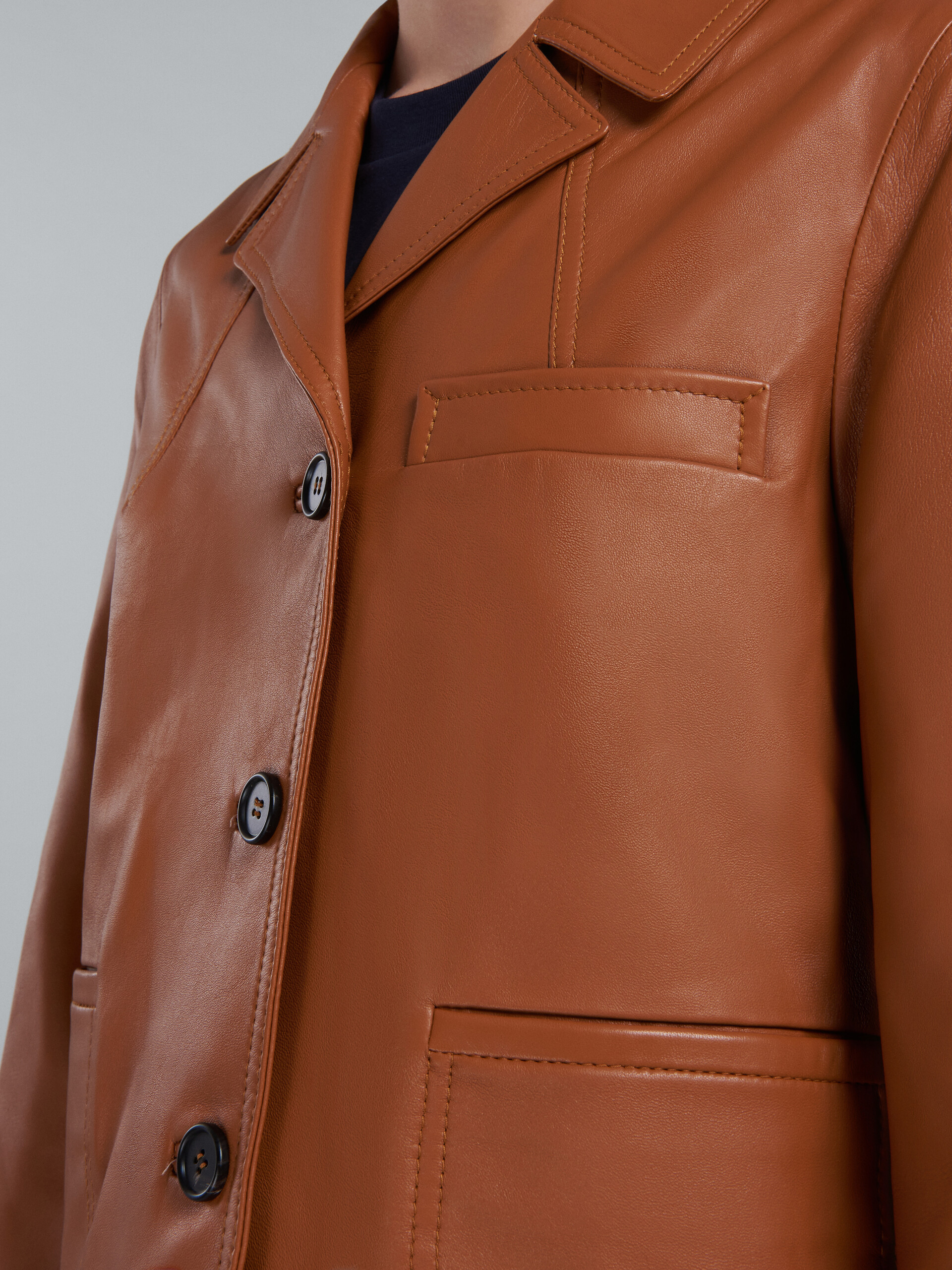 브라운 나파 가죽 재킷 - Jackets - Image 5