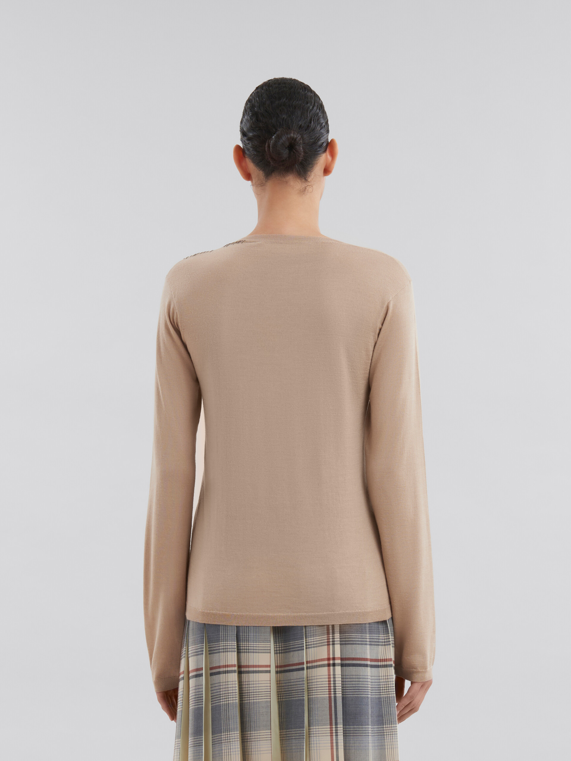 Blue wool-silk crew-neck jumper with Marni mending - Pullovers - Image 3
