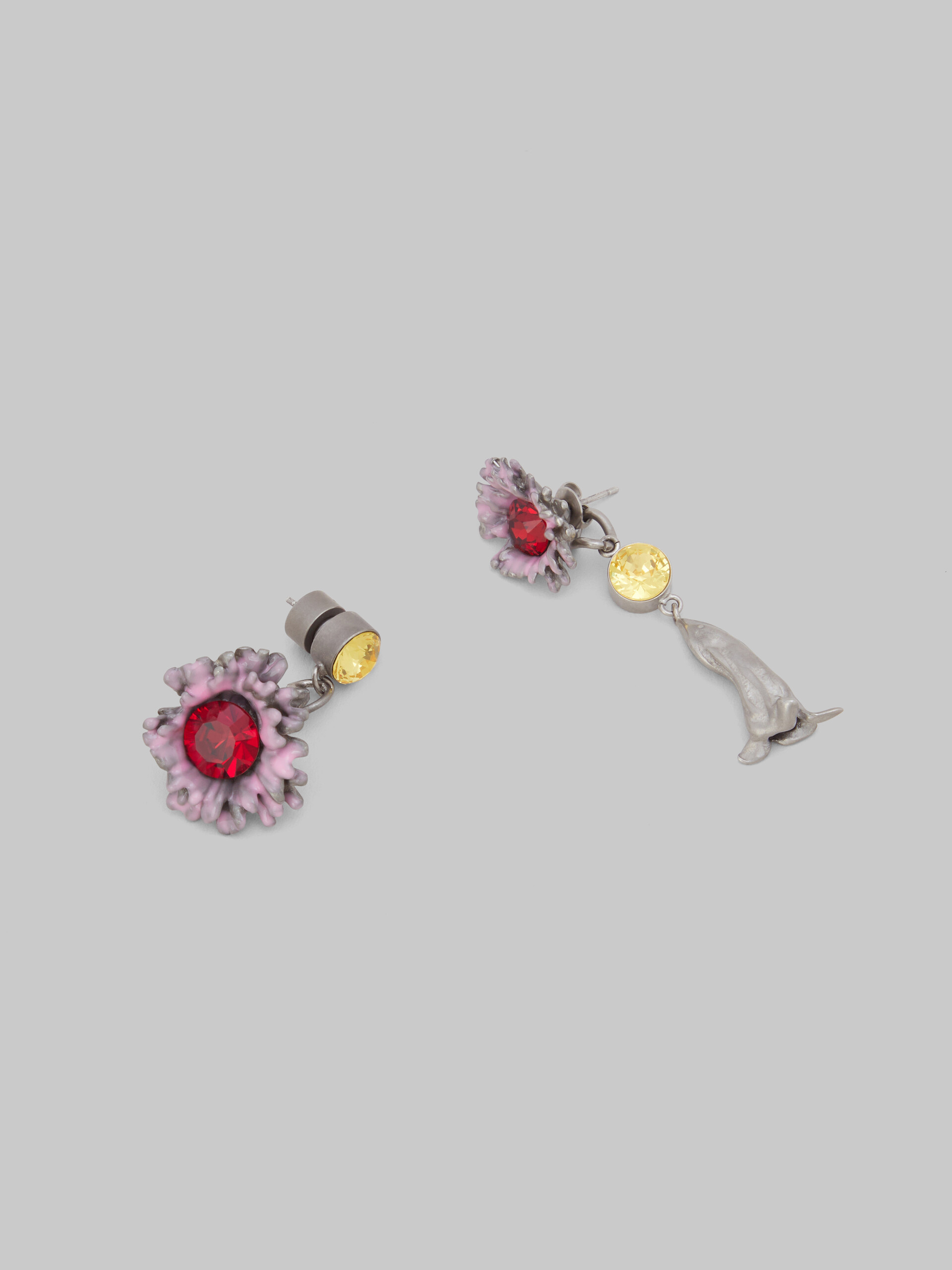 Enameled metal and stones Flower Pop earrings - Earrings - Image 3