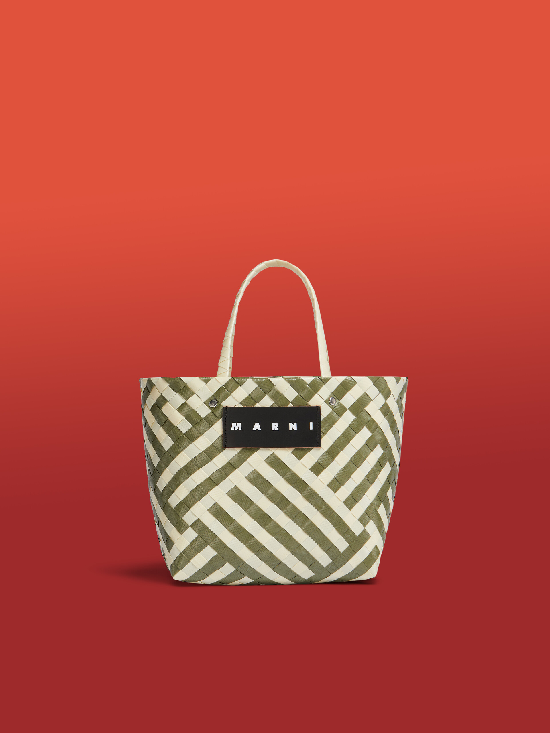 Mini blue and red MARNI MARKET CHECK BASKET bag - Shopping Bags - Image 1