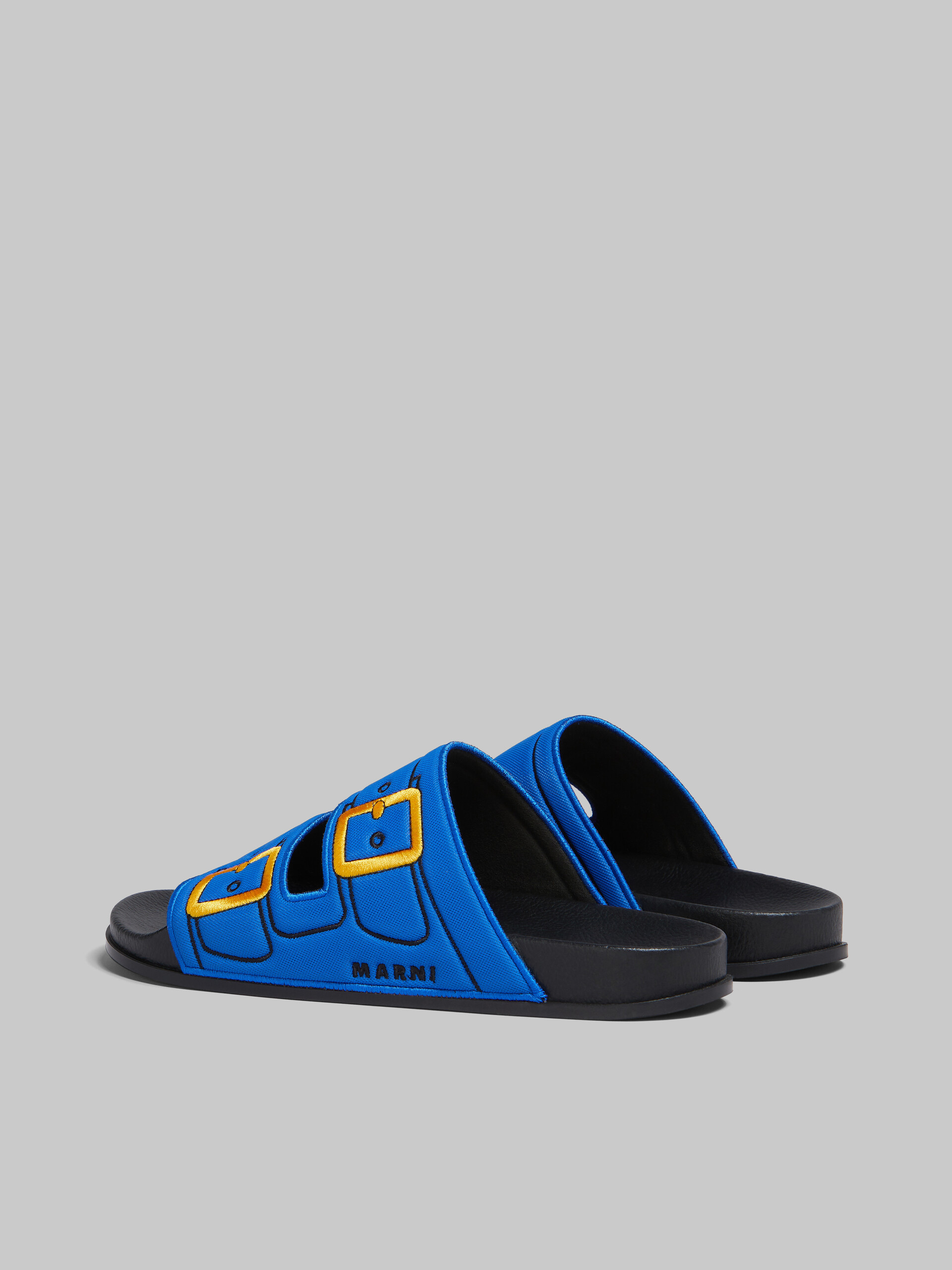 Sandalo blu trompe l'oeil con fibbie ricamate - Sandali - Image 3