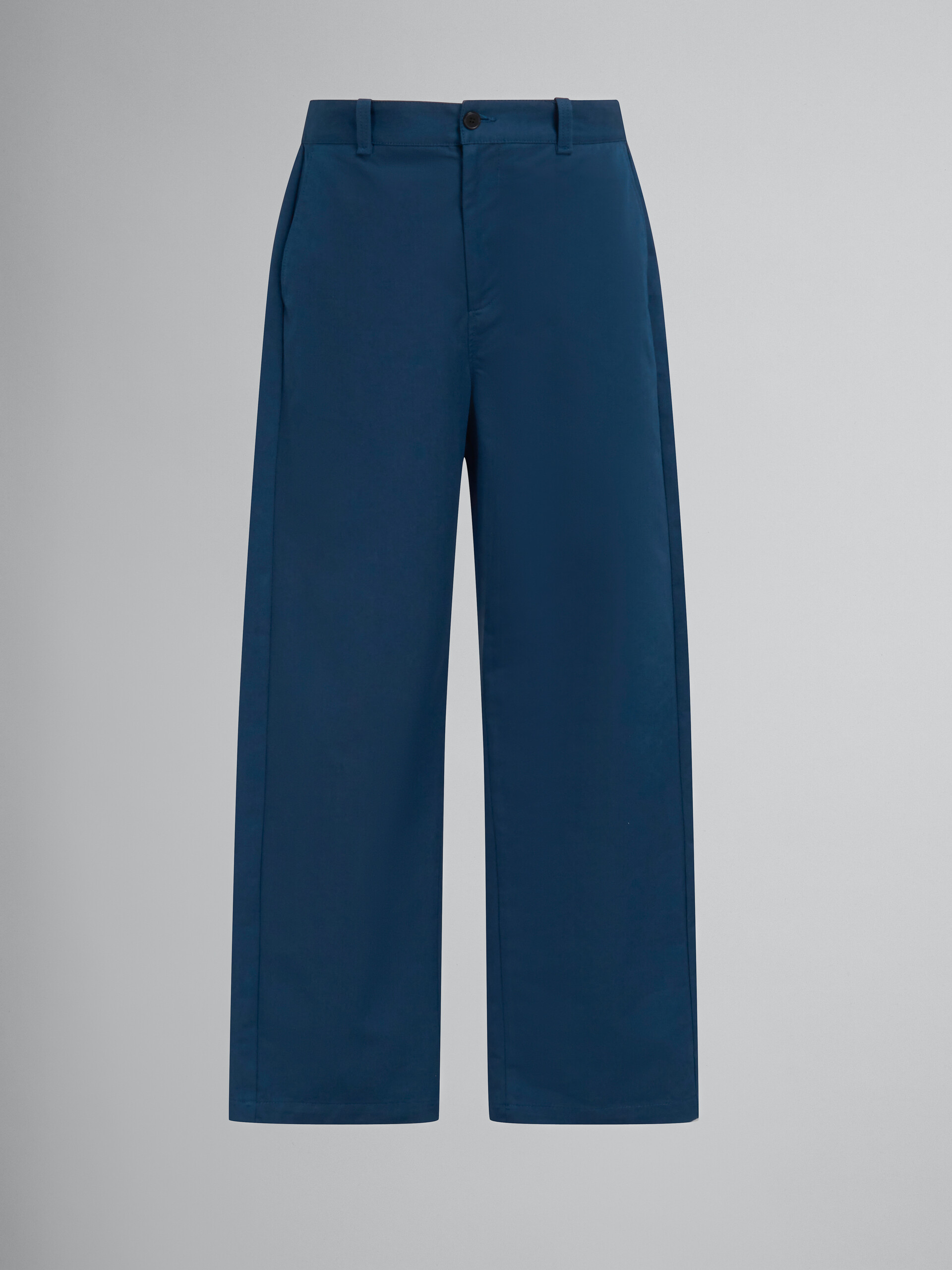 Pantaloni in cotone biologico blu con logo in vita sul retro - Pantaloni - Image 1