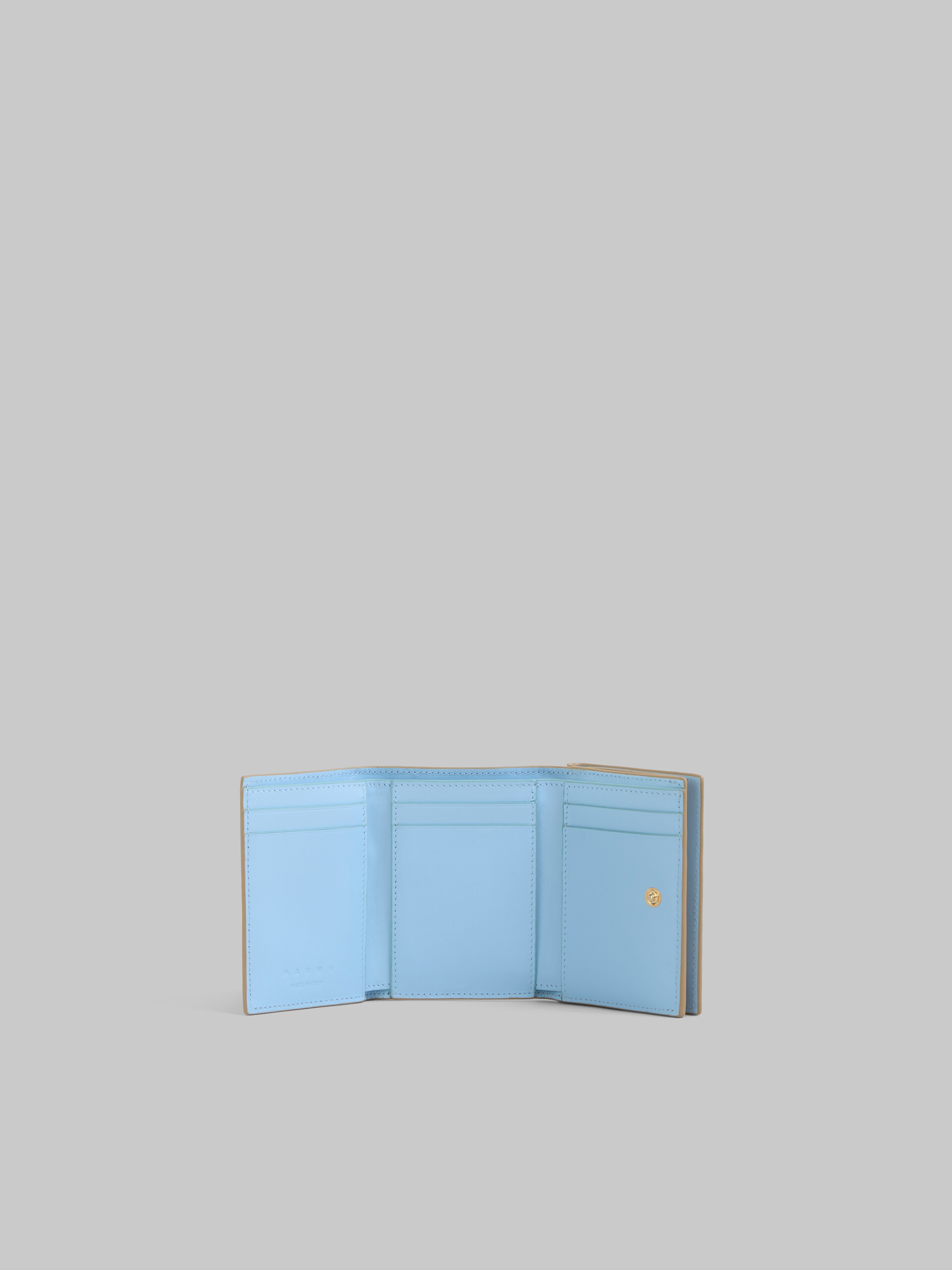 Light blue leather trifold wallet with Marni Mending embroidery - Wallets - Image 2