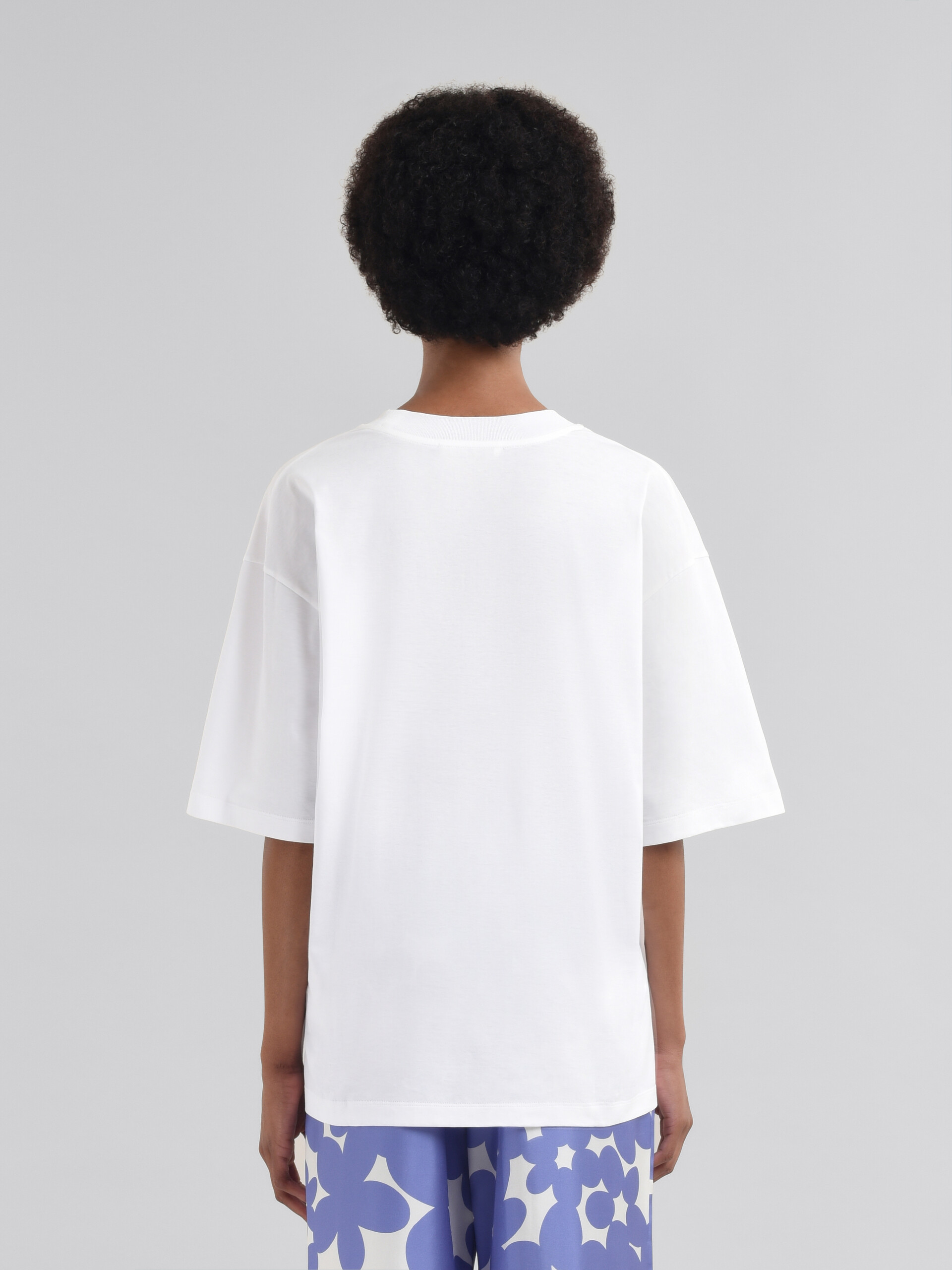 Indigo cotton T-shirt with Marni Pop Fields logo - T-shirts - Image 3